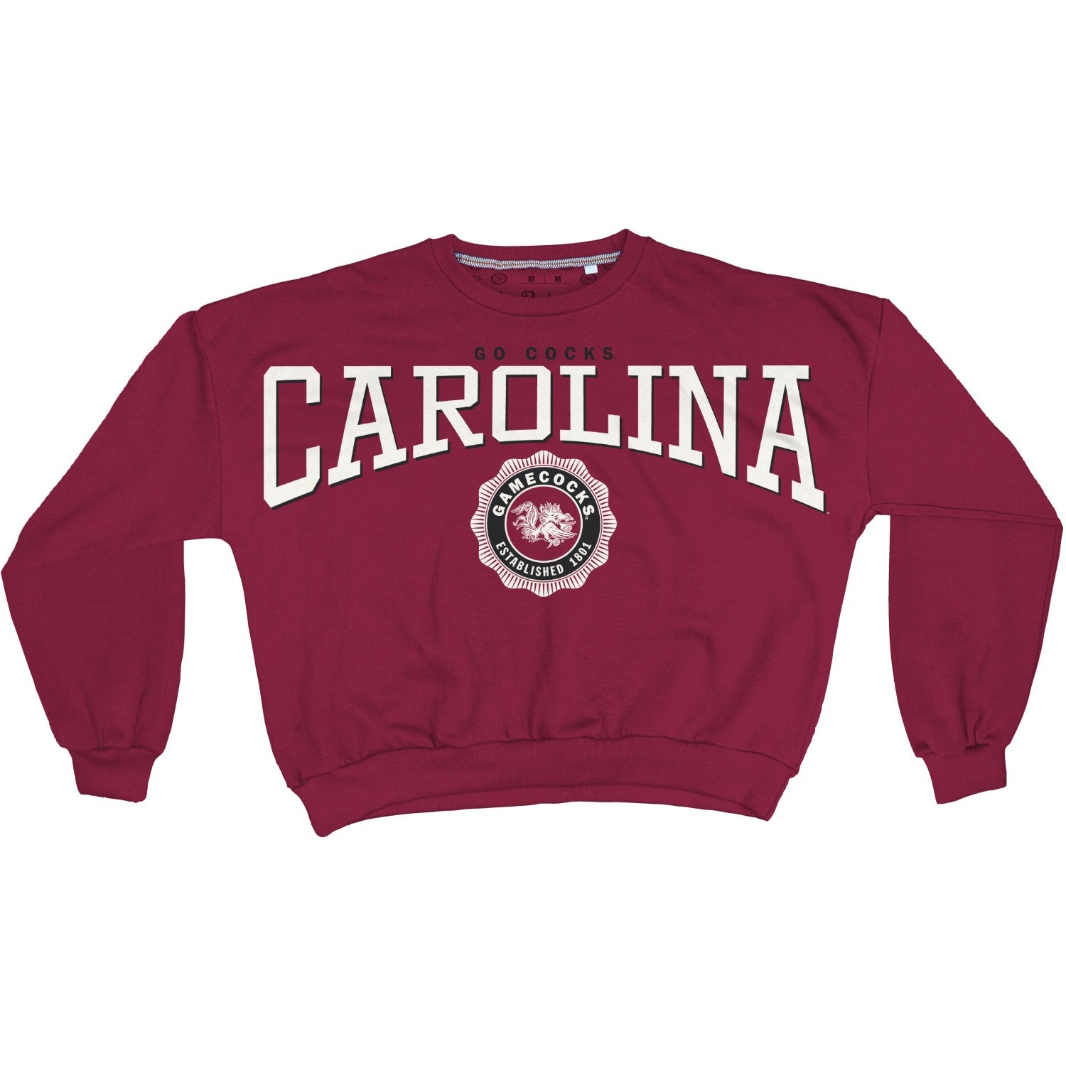 SOUTH CAROLINA GAMECOCKS GARNET PATHENON PUFF SLEEVE LADIES CREW