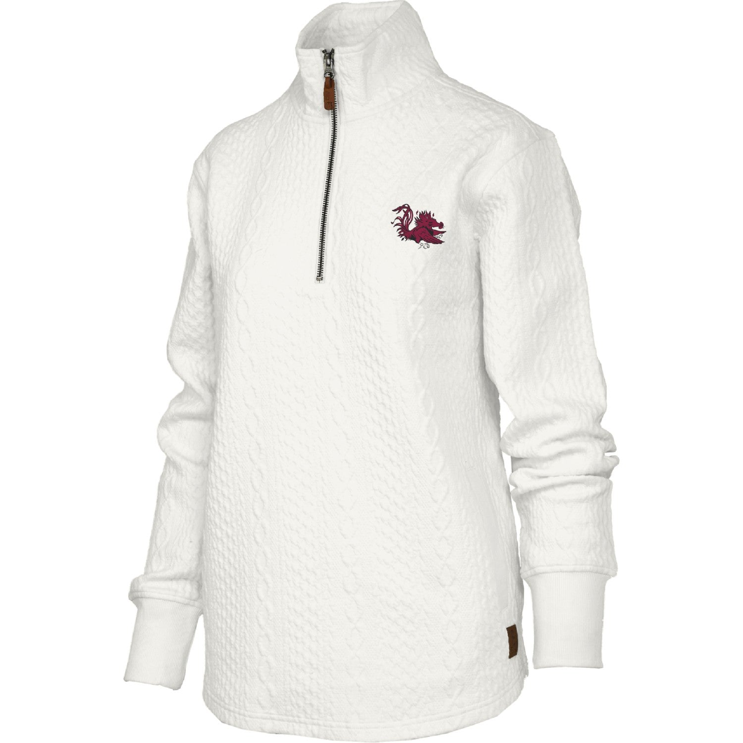 SOUTH CAROLINA GAMECOCKS IVORY CHUNCKY KNIT 1/4 ZIP LADIES PULLOVER