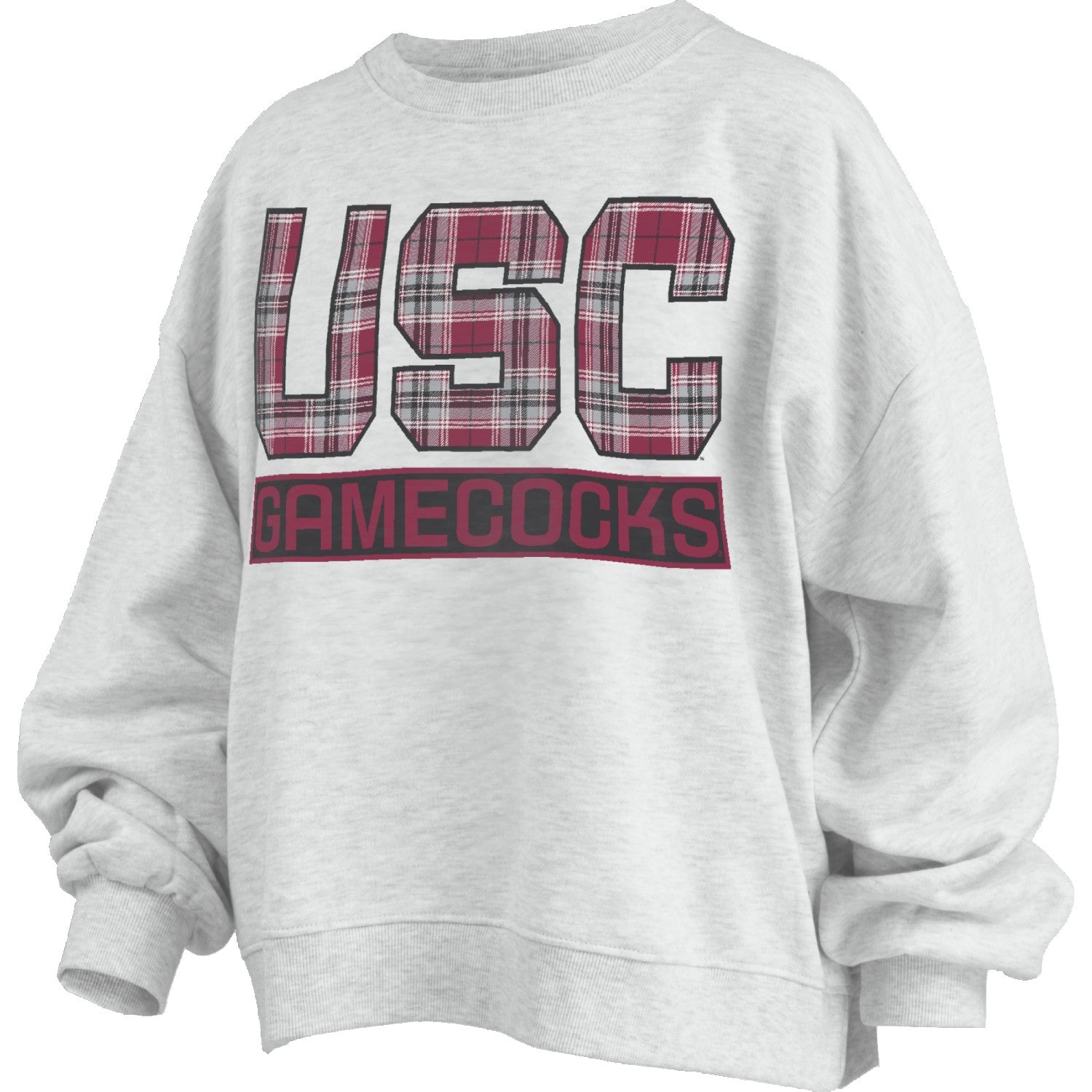SOUTH CAROLINA GAMECOCKS GRAY PLAID ENDZONE LADIES CREW