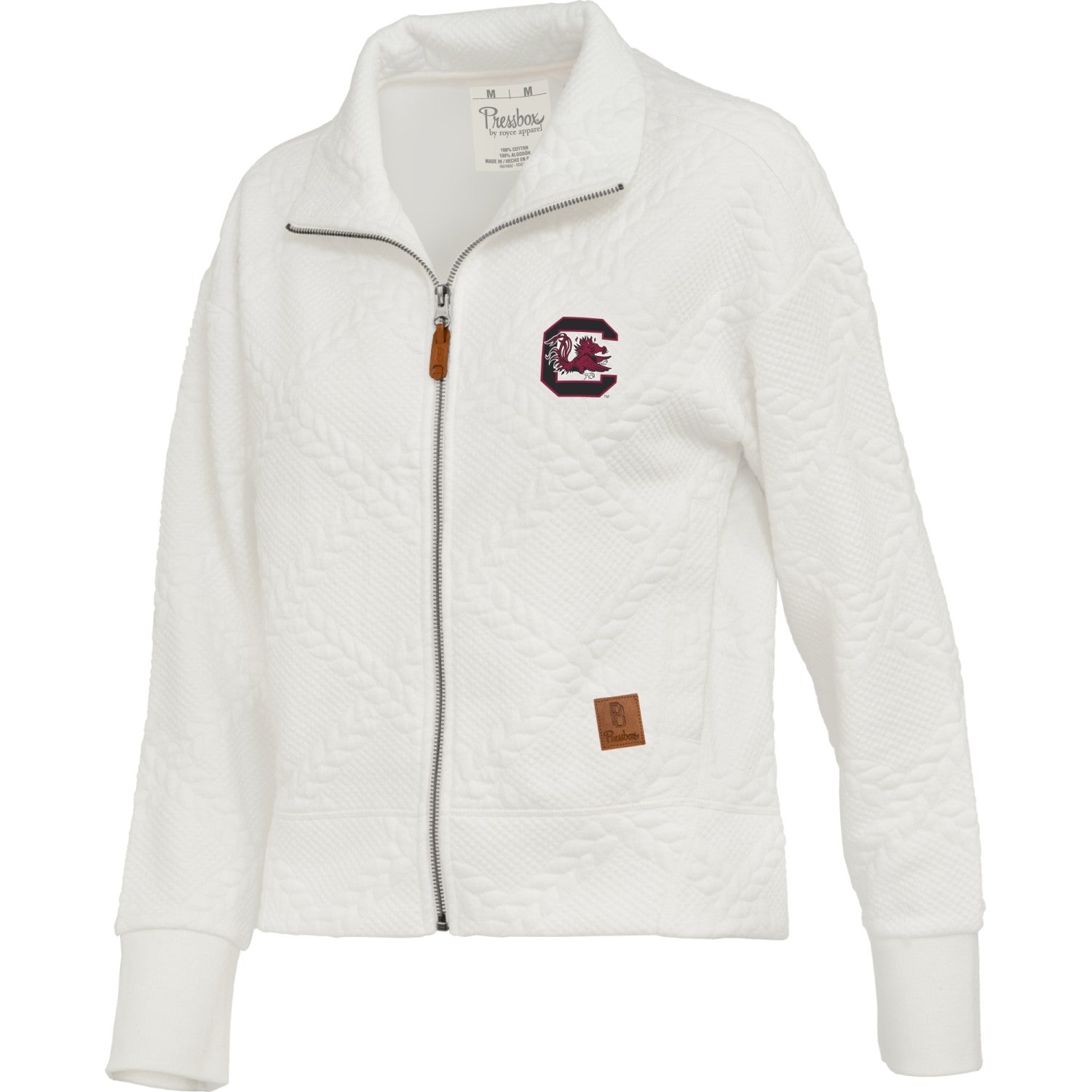 SOUTH CAROLINA GAMECOCKS IVORY GIA CHUNKY KNIT LADIES FULL ZIP