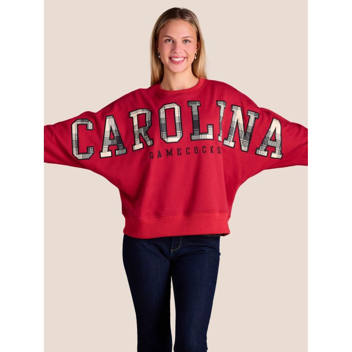 SOUTH CAROLINA GAMECOCKS GARNET HARITAGE PLAID CAROLINA CREW