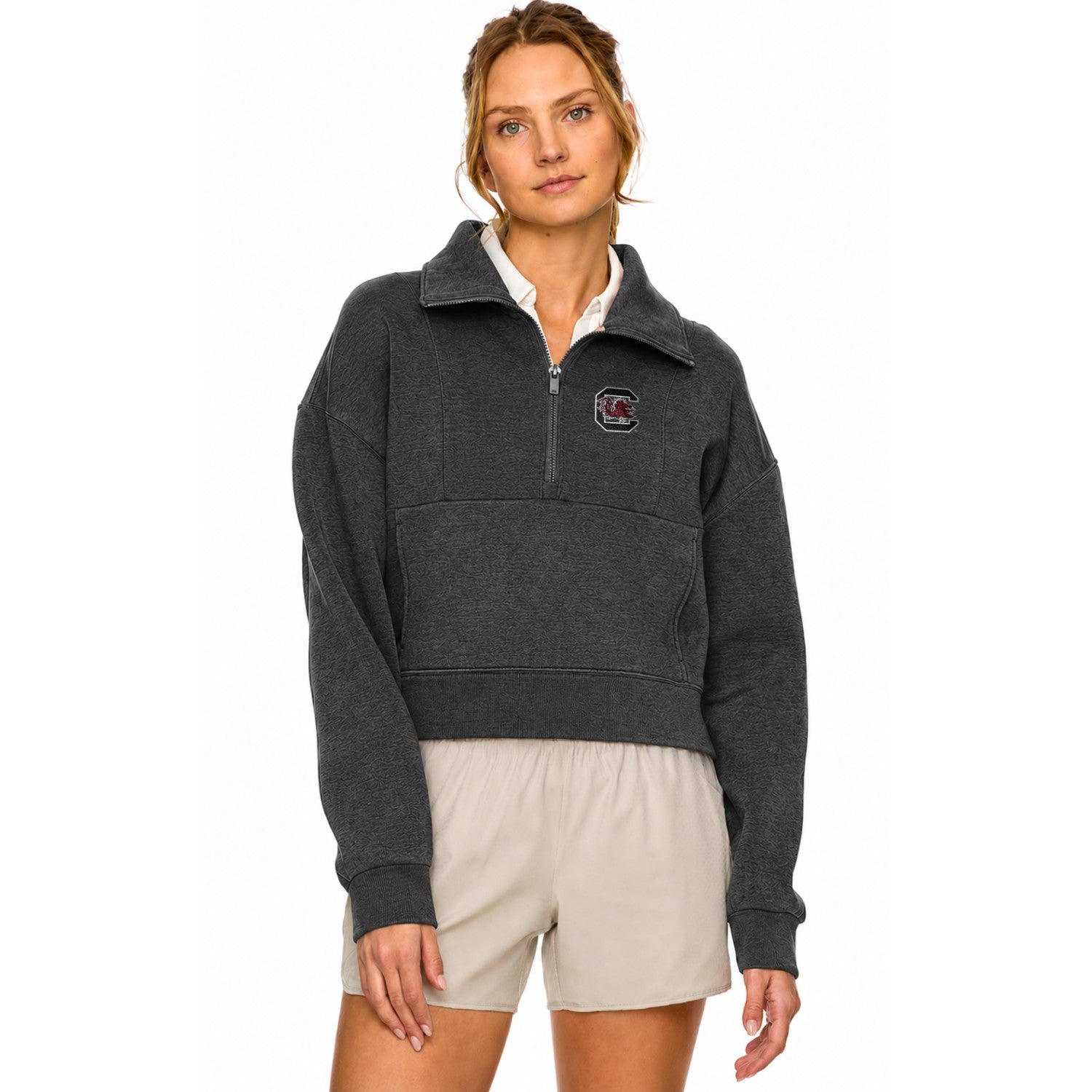 SOUTH CAROLINA GAMECOCKS GRAY BLOCK C LADIES SCUBA 1/4 ZIP