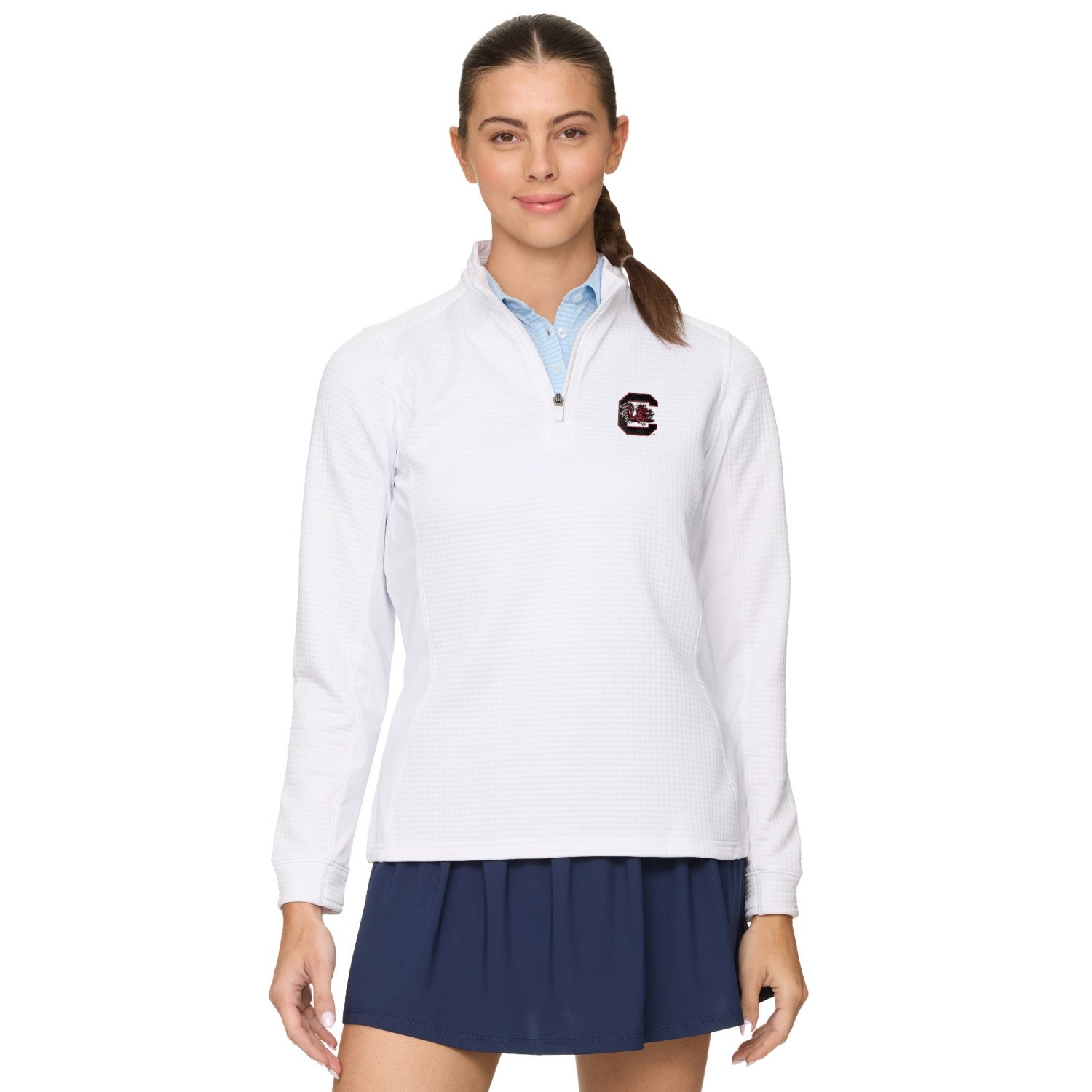 SOUTH CAROLINA GAMECOCKS WHITE BLOCK C LADIES 1/4 ZIP