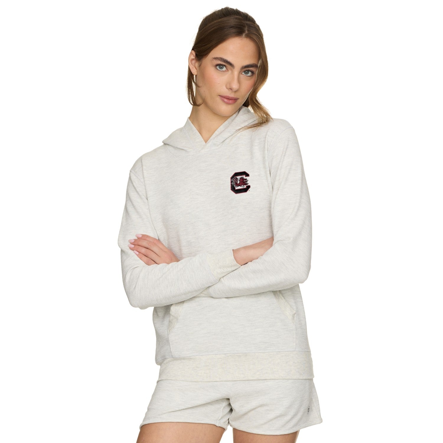 SOUTH CAROLINA GAMECOCKS GRAY BLOCK C LADIES WAFFLE HOOD