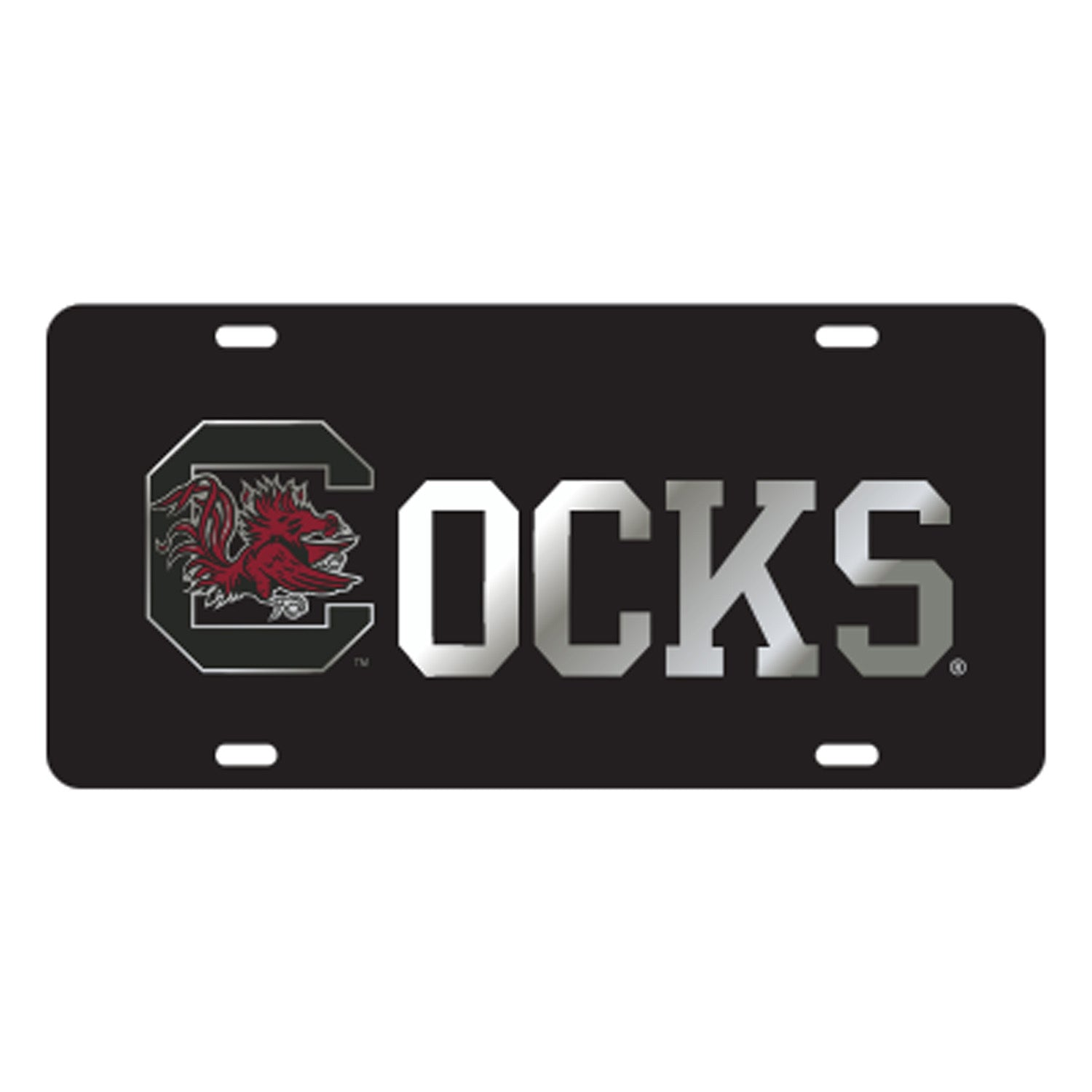 SOUTH CAROLINA BLACK BLOCK C "COCKS" LASER LICENSE TAG
