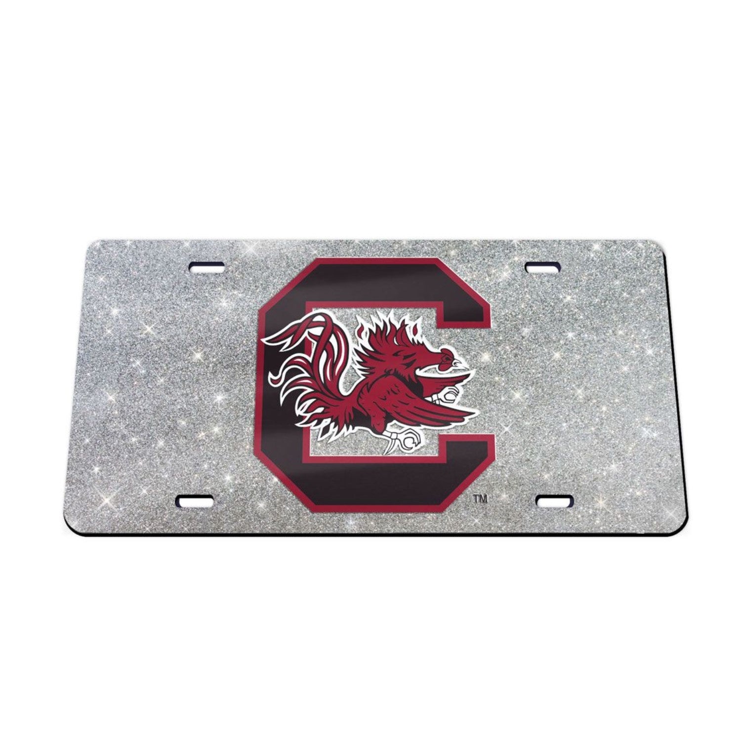 SOUTH CAROLINA GAMECOCKS GLITTER BLOCK C LICENSE TAG