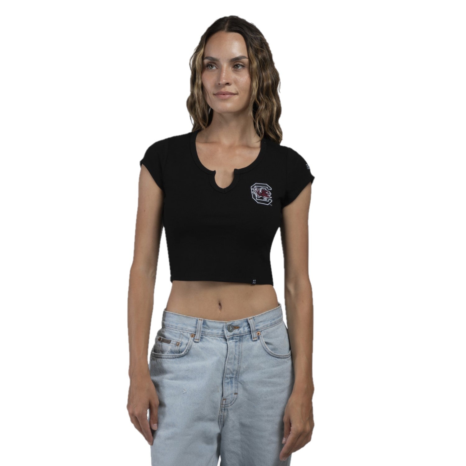 SOUTH CAROLINA GAMECOCKS BLACK CALI CROP TEE
