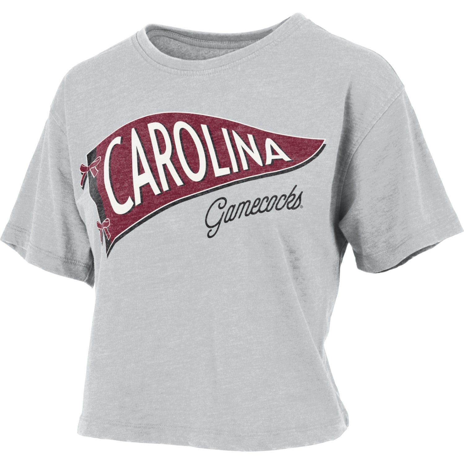 SOUTH CAROLINA GAMECOCKS GRAY WAIST LENGTH PENNANT TEE
