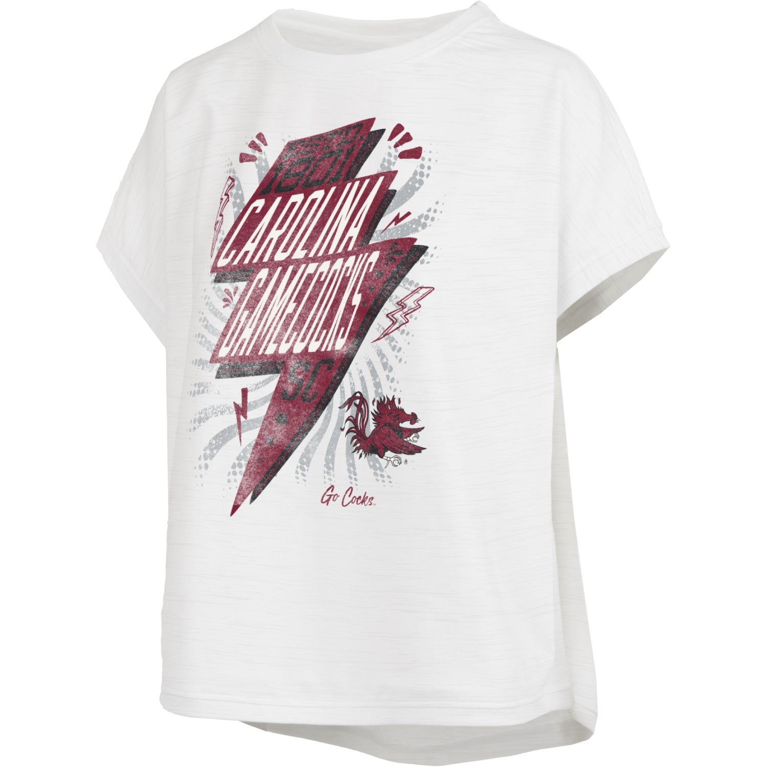 SOUTH CAROLINA GAMECOCKS WHITE BOLT LOVER ONE SIZE OVERSIZED TEE