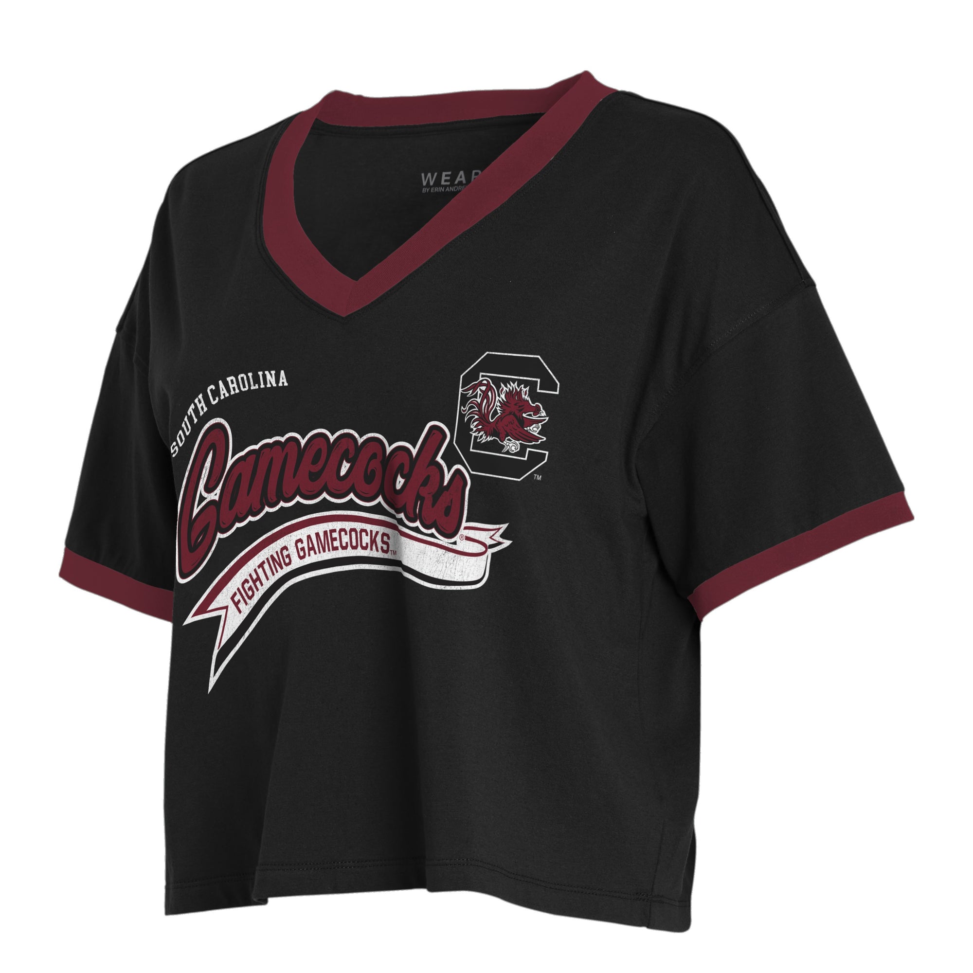BLACK SC GAMECOCKS ERIN ANDREWS BOXY CROP TEE