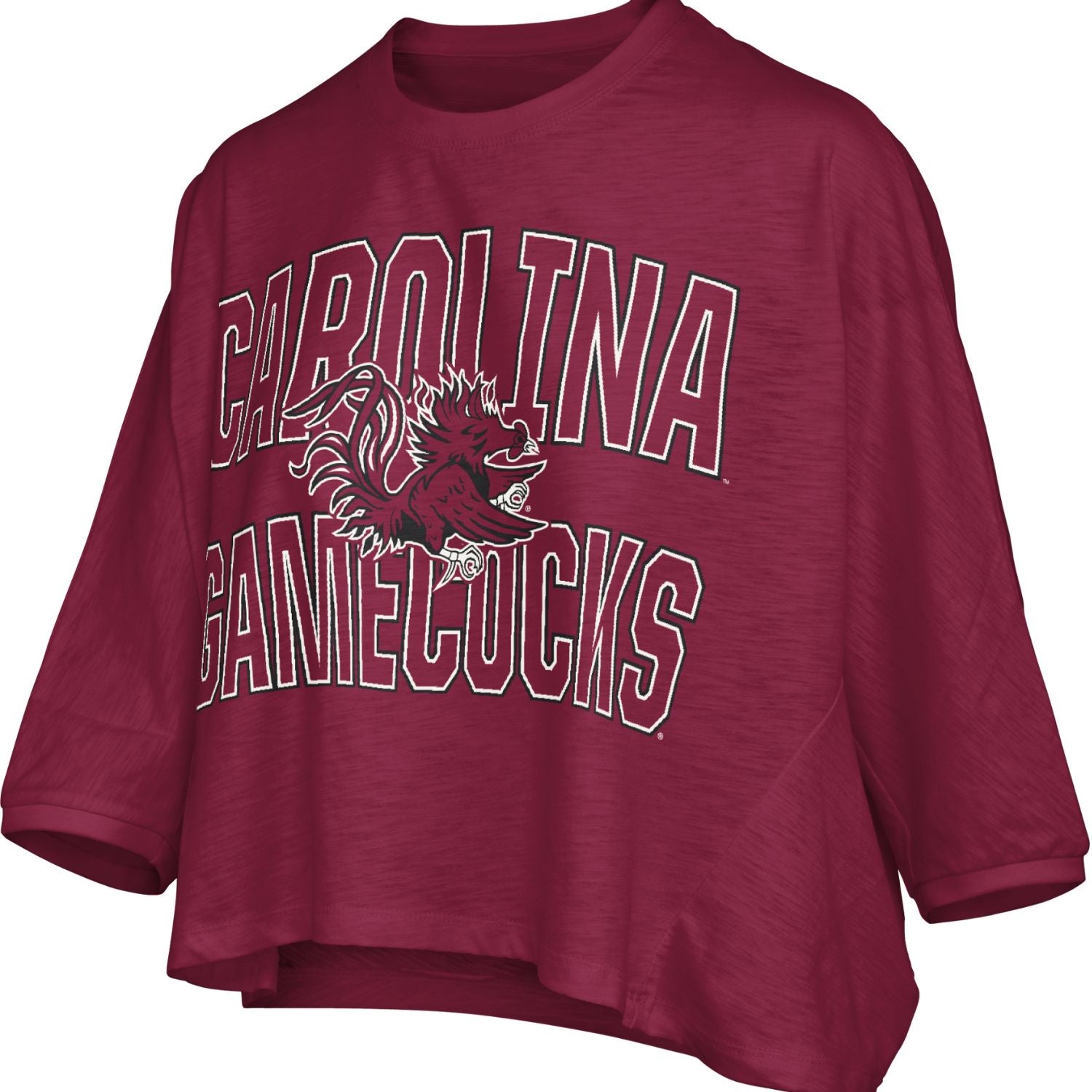 SOUTH CAROLINA GAMECOCKS GARNET LADIES GAMECOCK 3/4 TEE