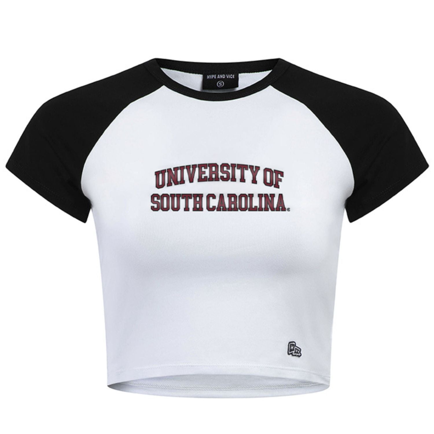 SOUTH CAROLINA GAMECOCKS HYPE&amp;VICE WHITE/BLACK CROPPED TEE