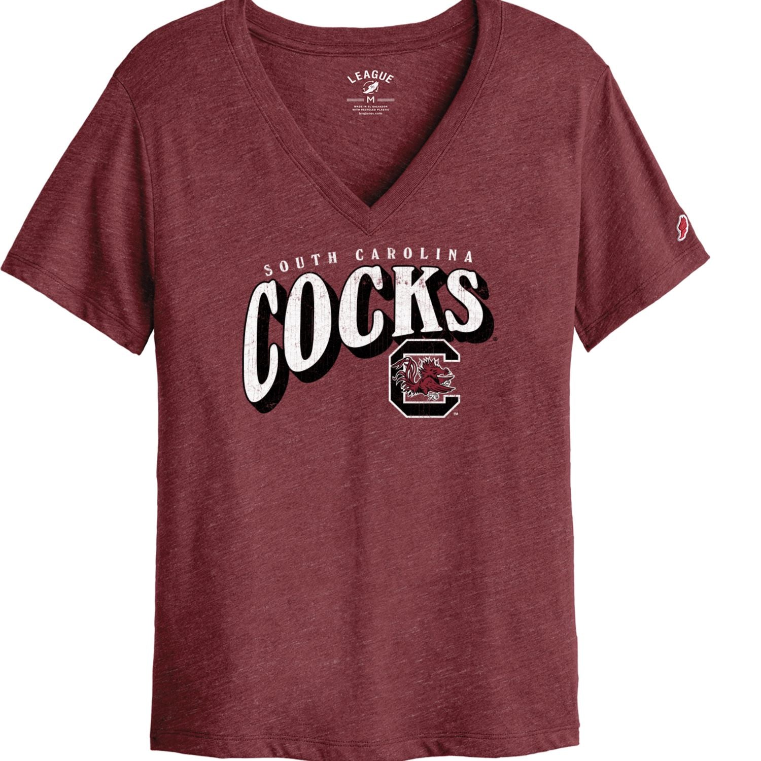 SOUTH CAROLINA GAMECOCKS GARNET LADIES COCKS VNECK