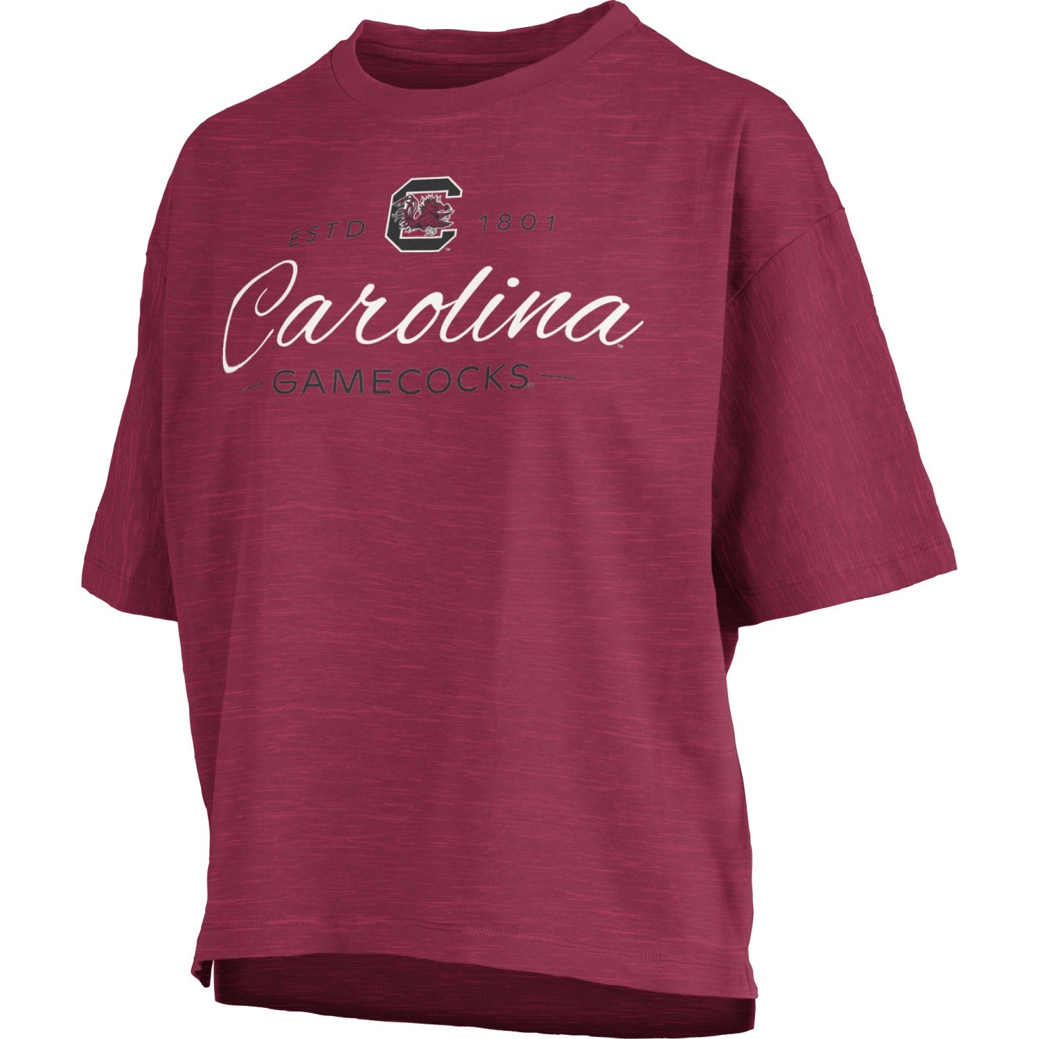 SOUTH CAROLINA GAMECOCKS GARNET ALEXUS SCRIPT MOTLEY CREW TEE