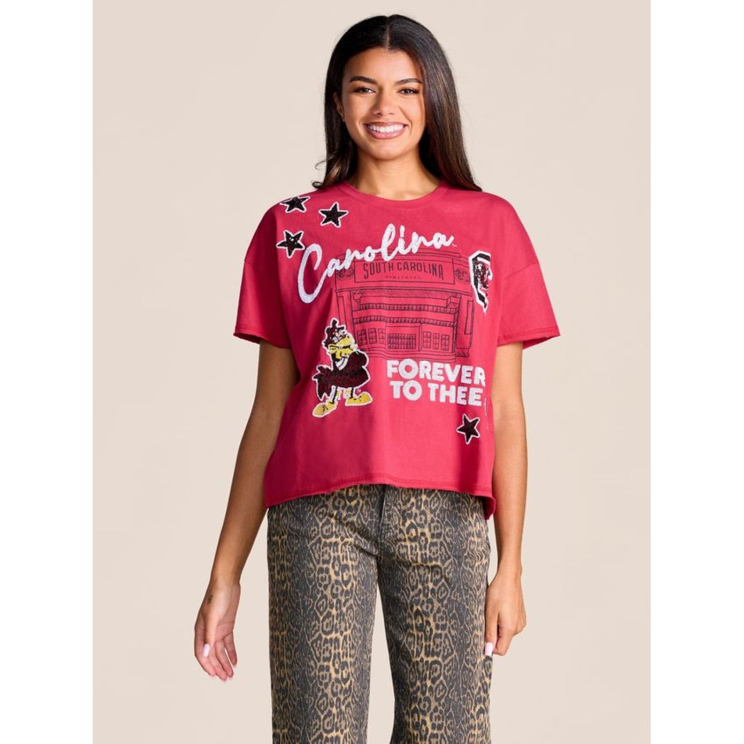 SOUTH CAROLINA GAMECOCKS GARNET 4TH QUARTER SEQUIN TEE
