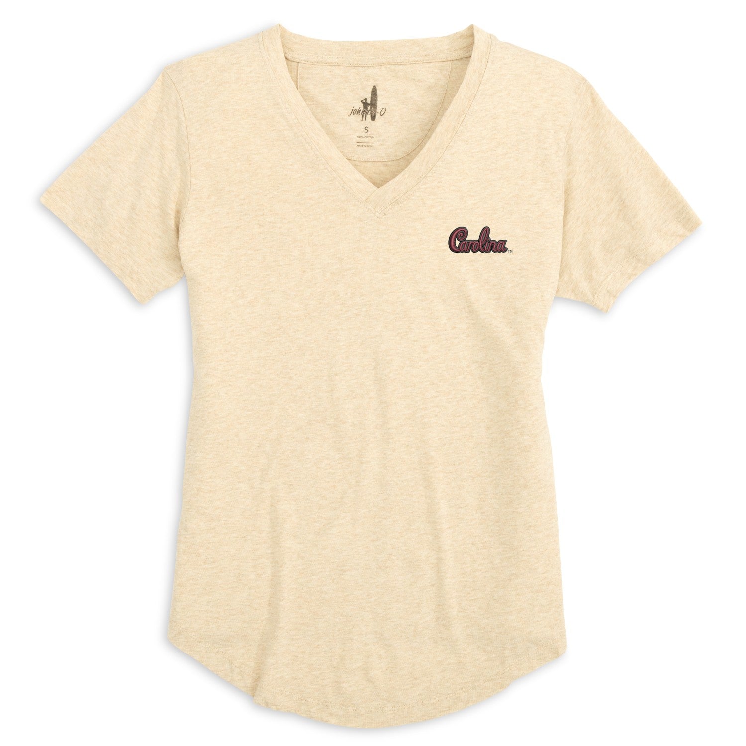 SOUTH CAROLINA GAMECOCKS OAT SCRIPT CAROLINA LADIES V-NECK BY JOHNNIE-O