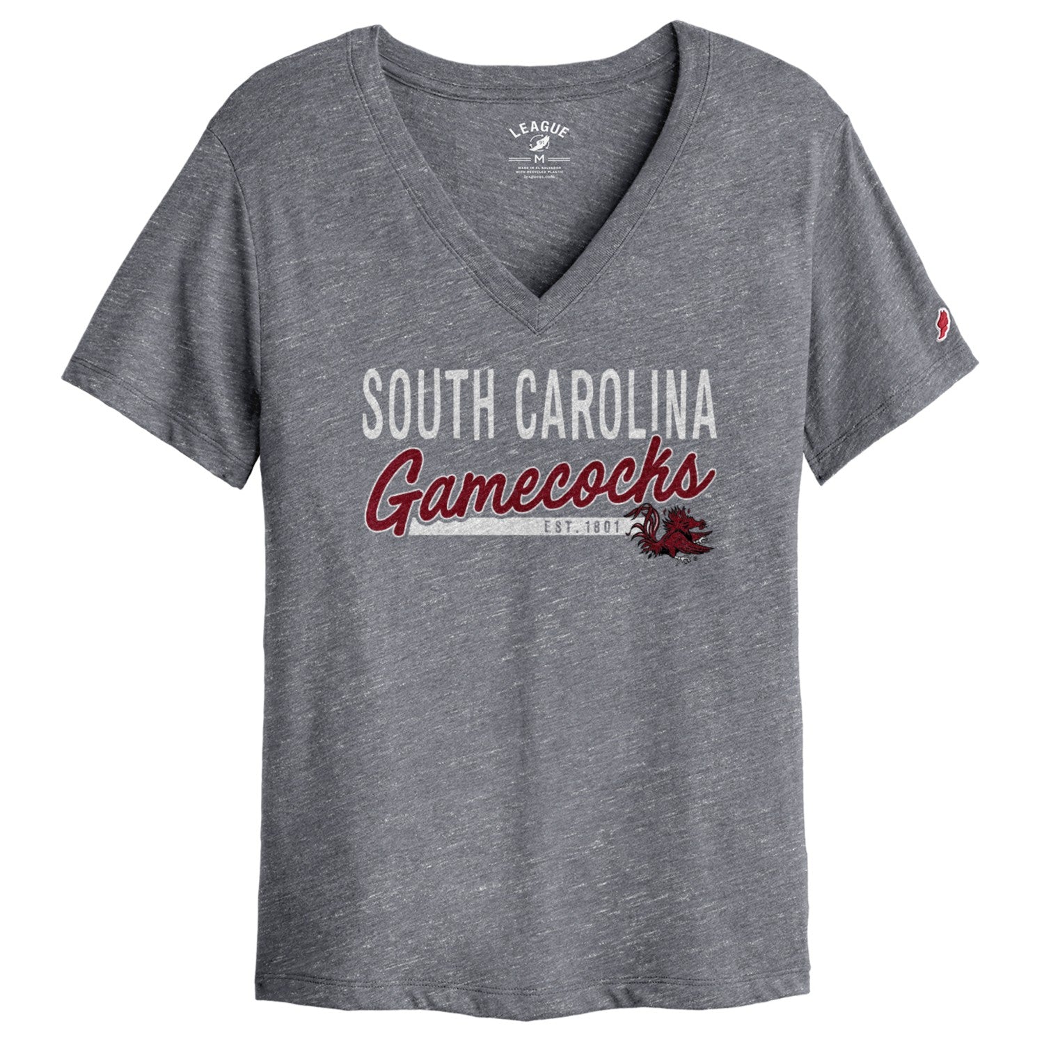 SOUTH CAROLINA GAMECOCKS GRAY EST. 1801 LADIES V-NECK TEE