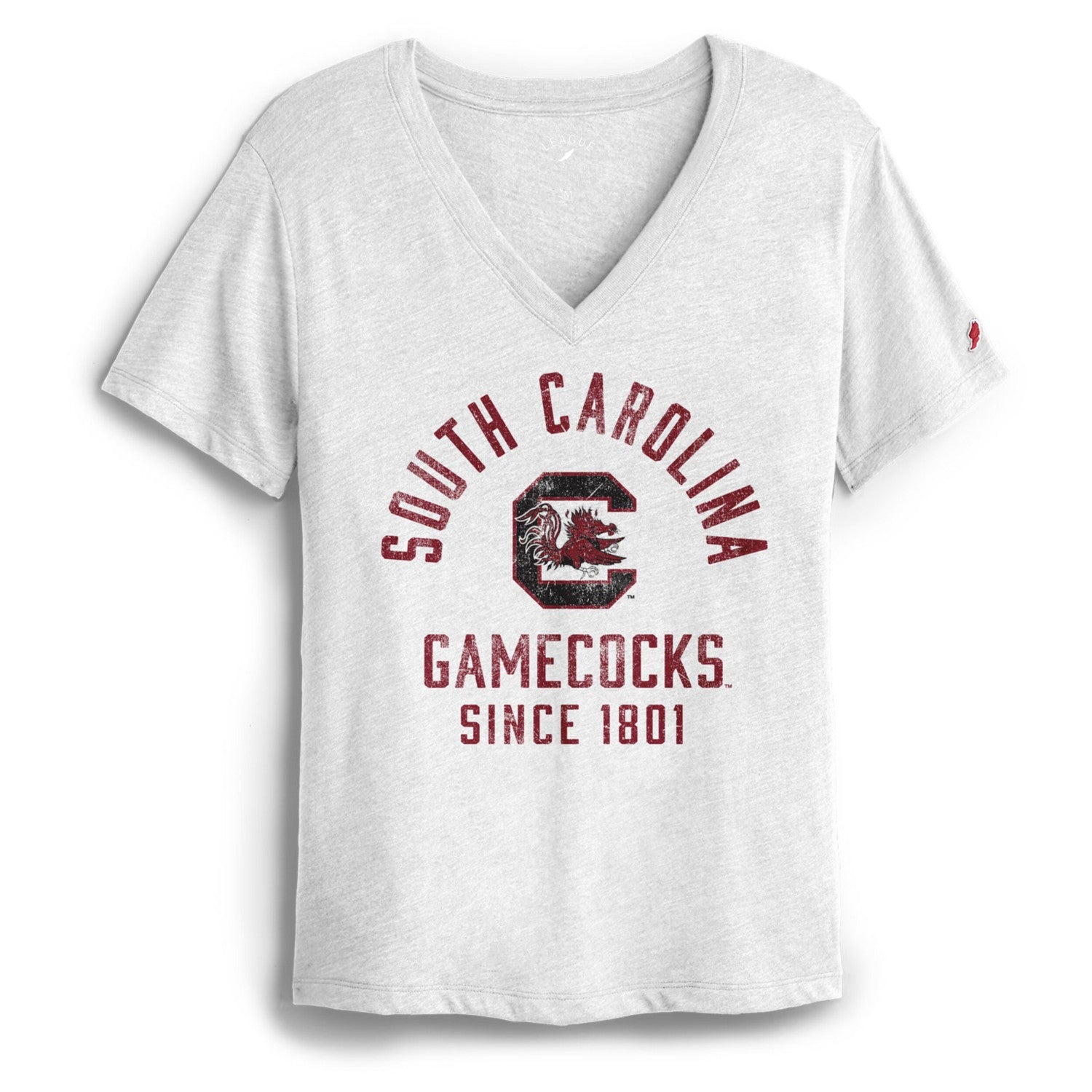SOUTH CAROLINA GAMECOCKS WHITE ARCH SINCE 1801 LADIES V-NECK TEE