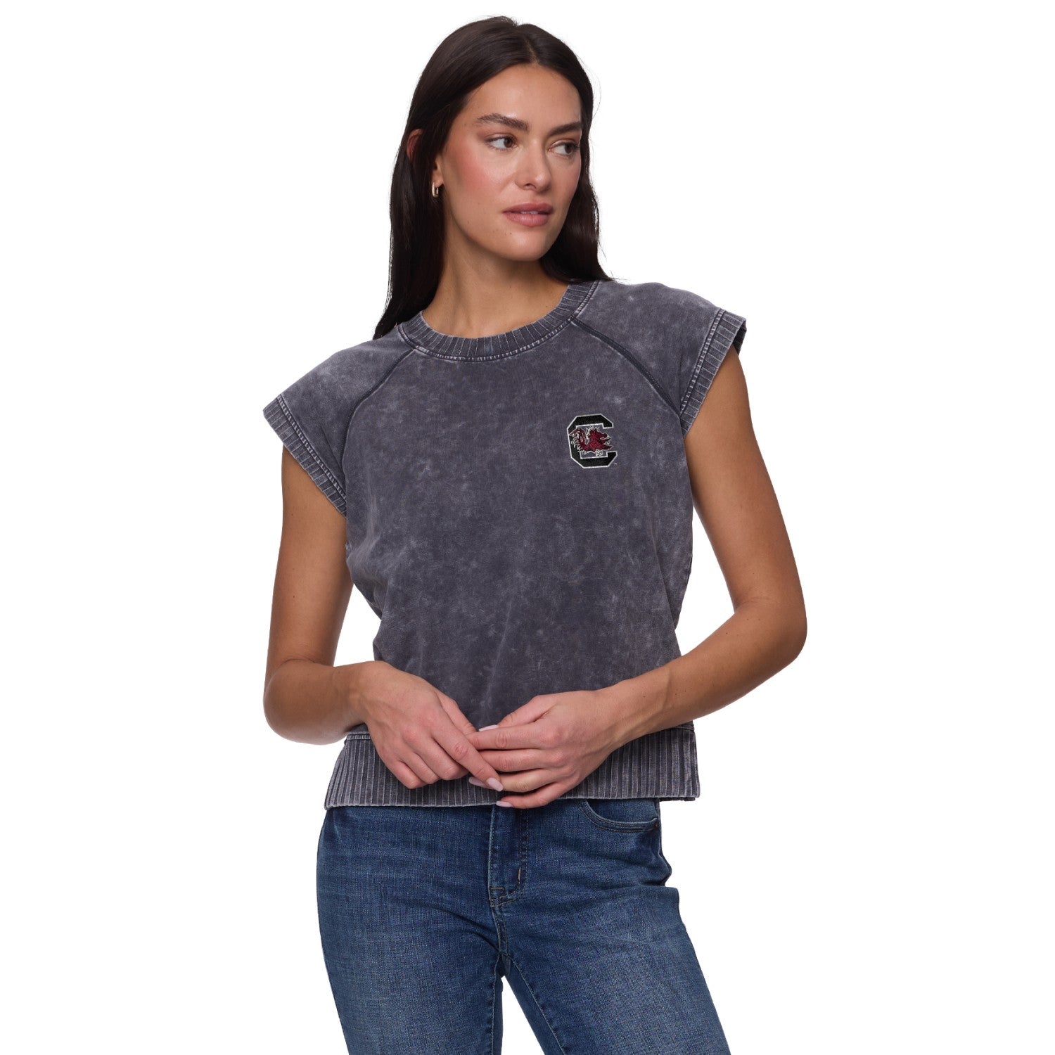 SOUTH CAROLINA GAMECOCKS GRAY BLOCK C HANA DOLMAN WASHED LADIES TEE