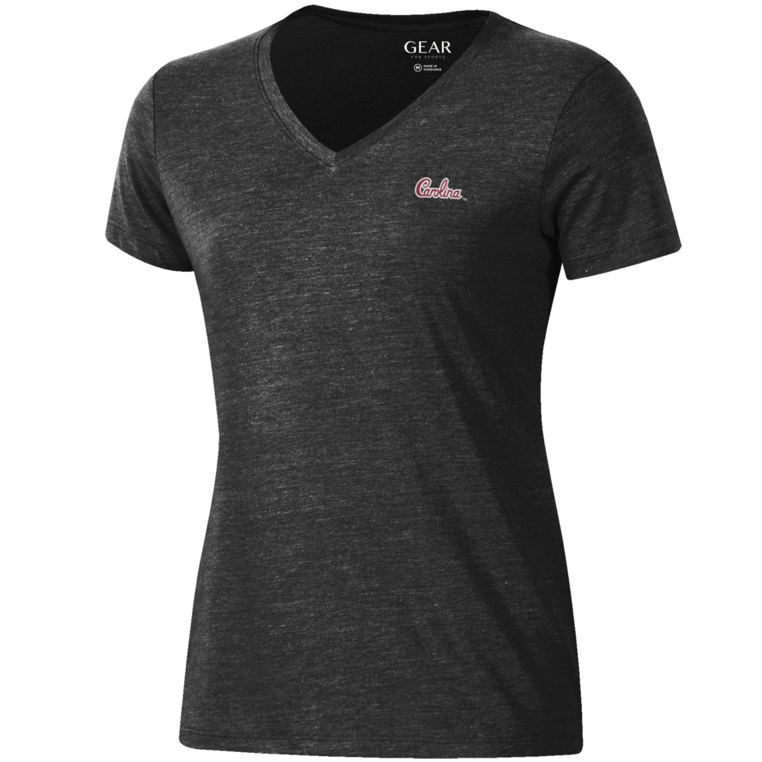 SOUTH CAROLINA GAMECOCKS HEATHER BLACK SCRIPT TRIBLEND V-NECK