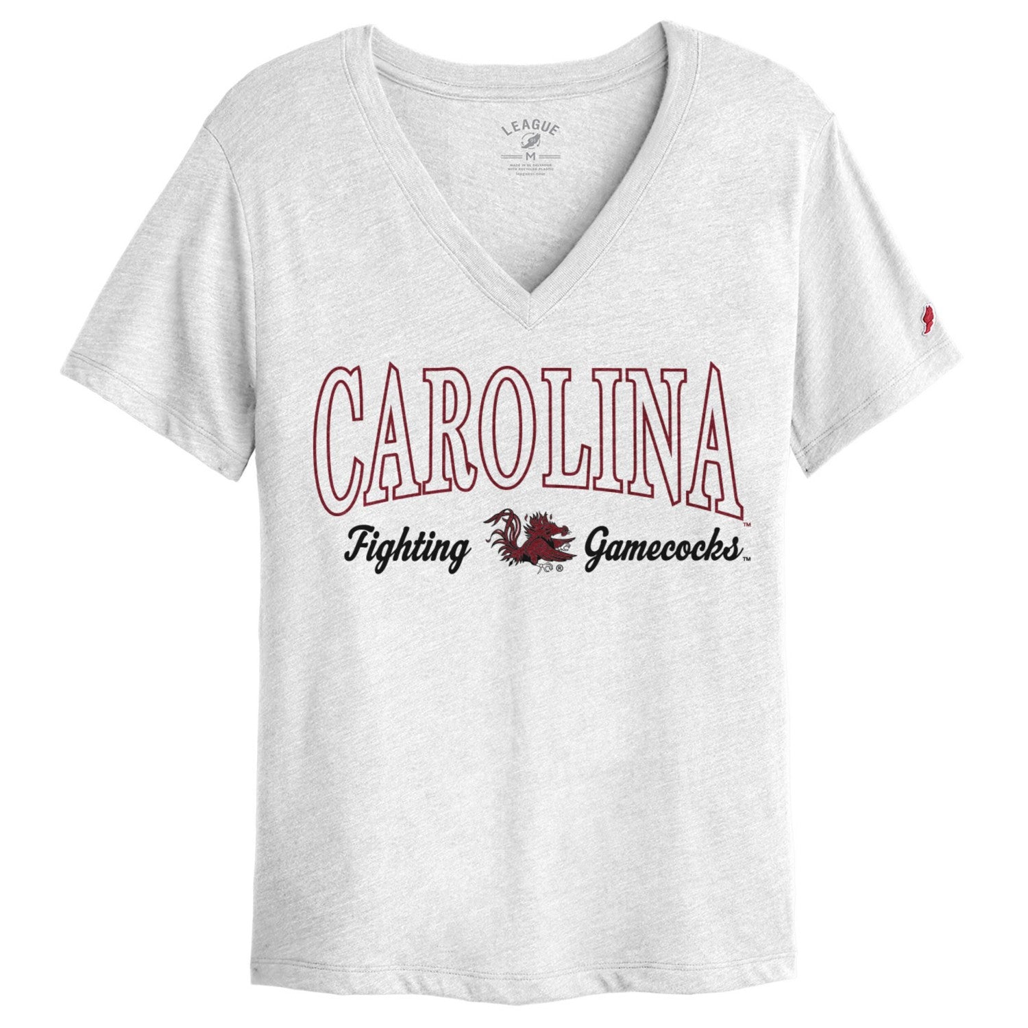 SOUTH CAROLINA GAMECOCKS WHITE CAROLINA FIGHTING GAMECOCKS V-NECK TEE
