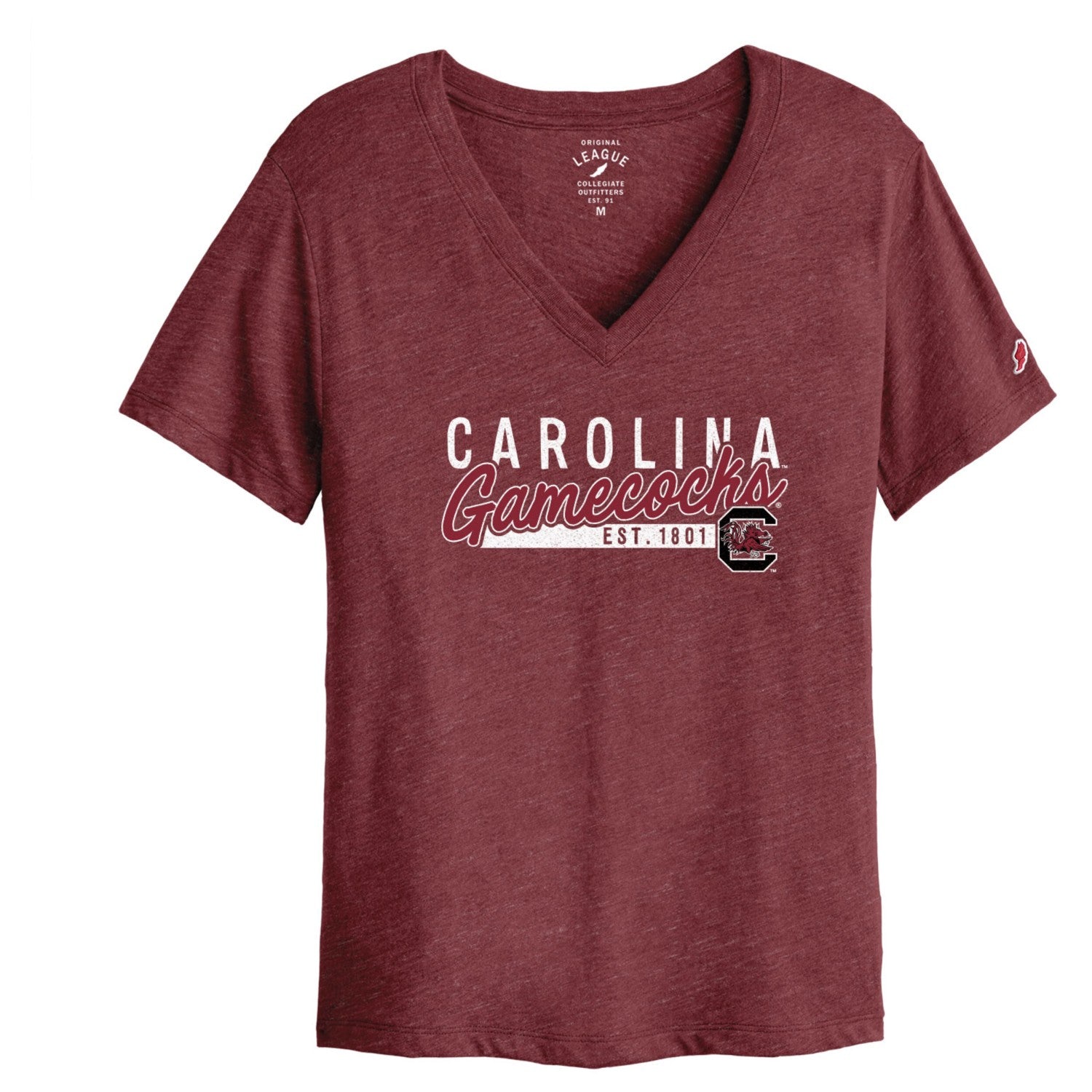 SOUTH CAROLINA GAMECOCKS GARNET EST. 1801 V-NECK TEE