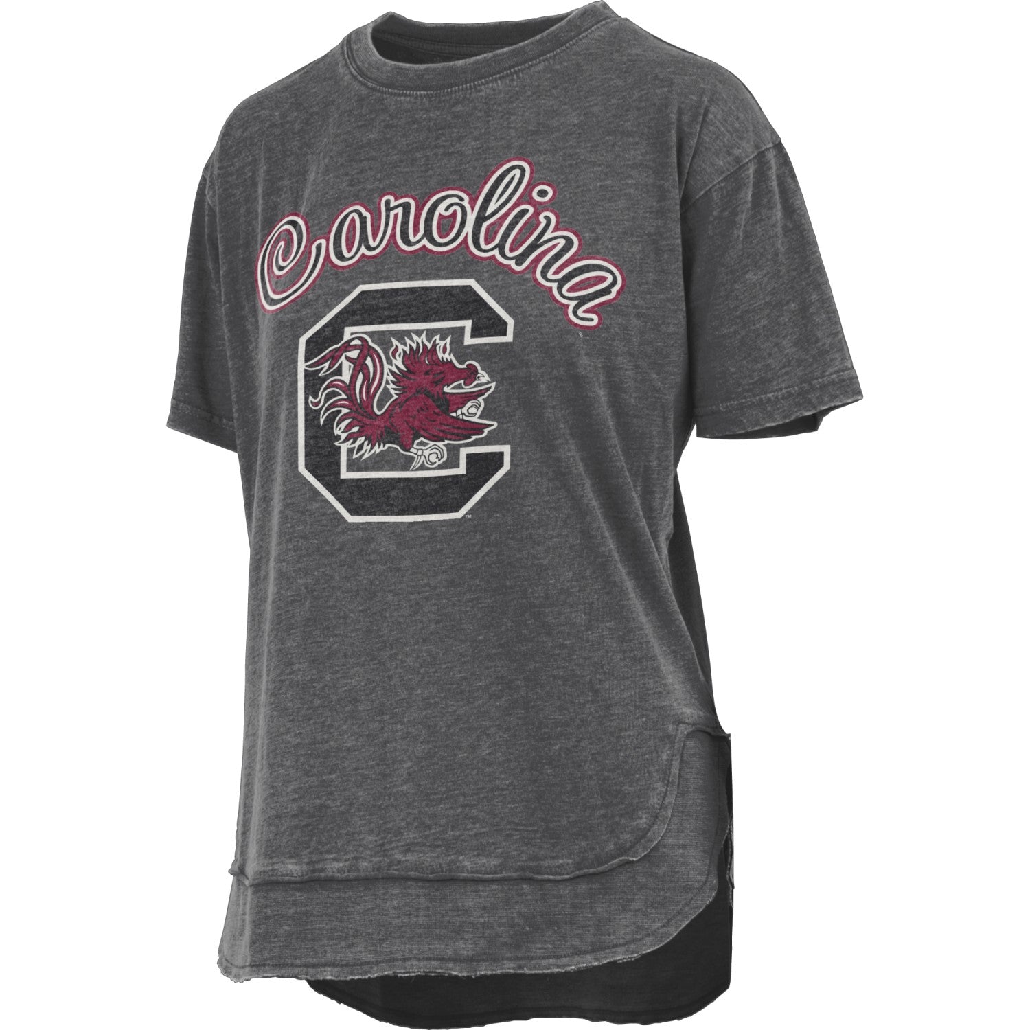 SOUTH CAROLINA GAMECOCKS BLACK CURSIVE CAROLINA BLOCK C LADIES ROUND BOTTOM TOP