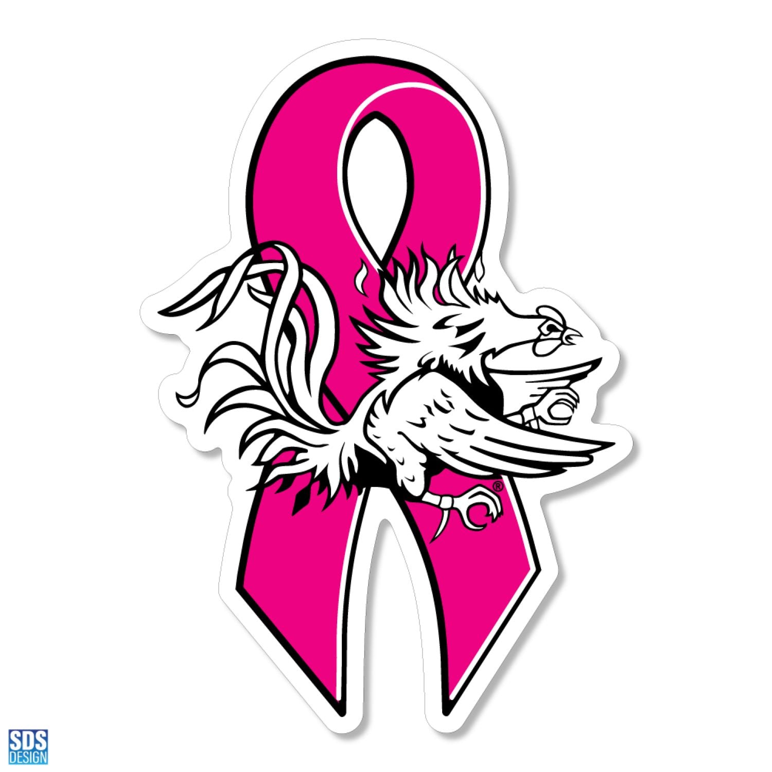 SOUTH CAROLINA GAMECOCKS MEDIUM PINK RIBBON GAMECOCK MAGNET