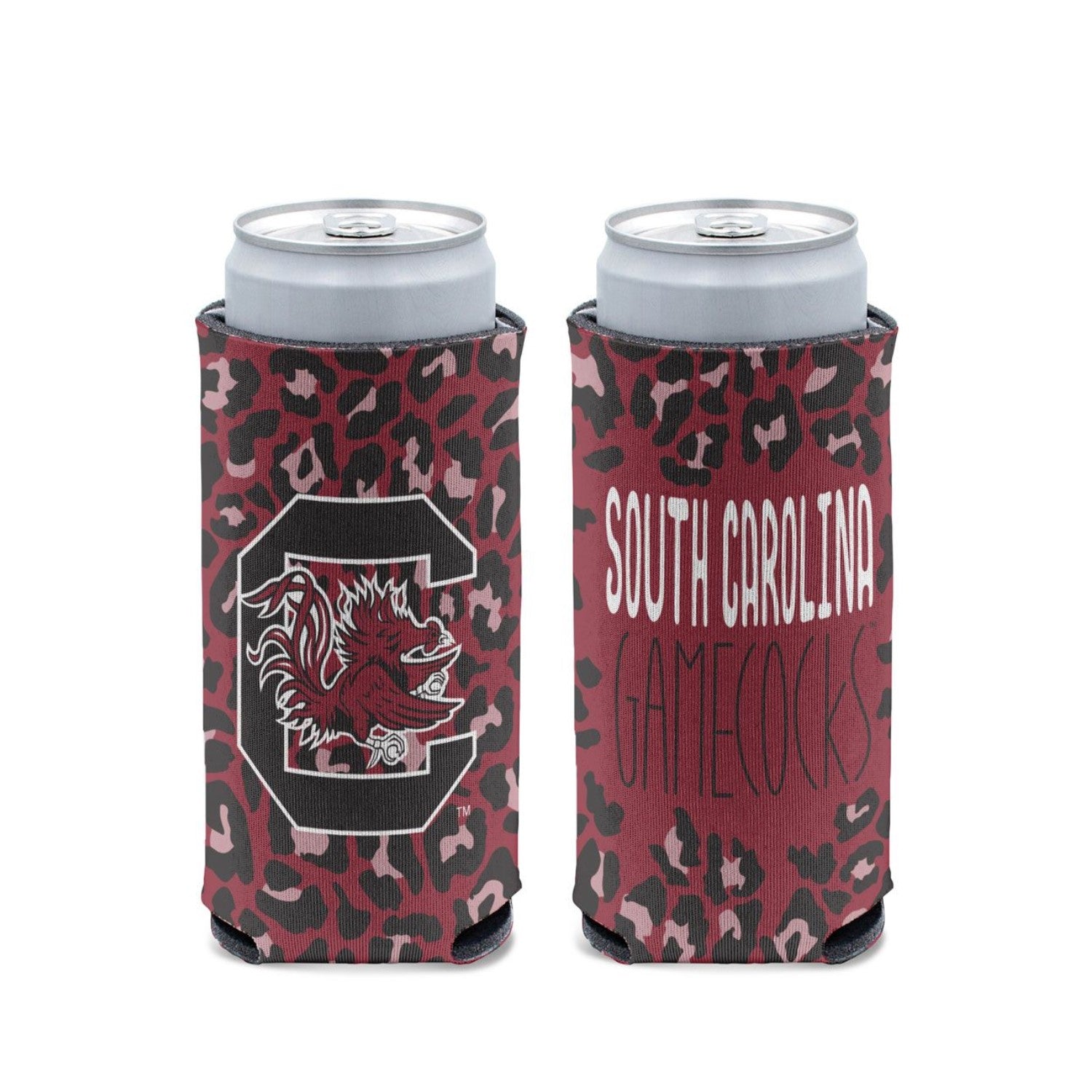 SOUTH CAROLINA GAMECOCKS LEOPARD SLIM CAN COOLIE