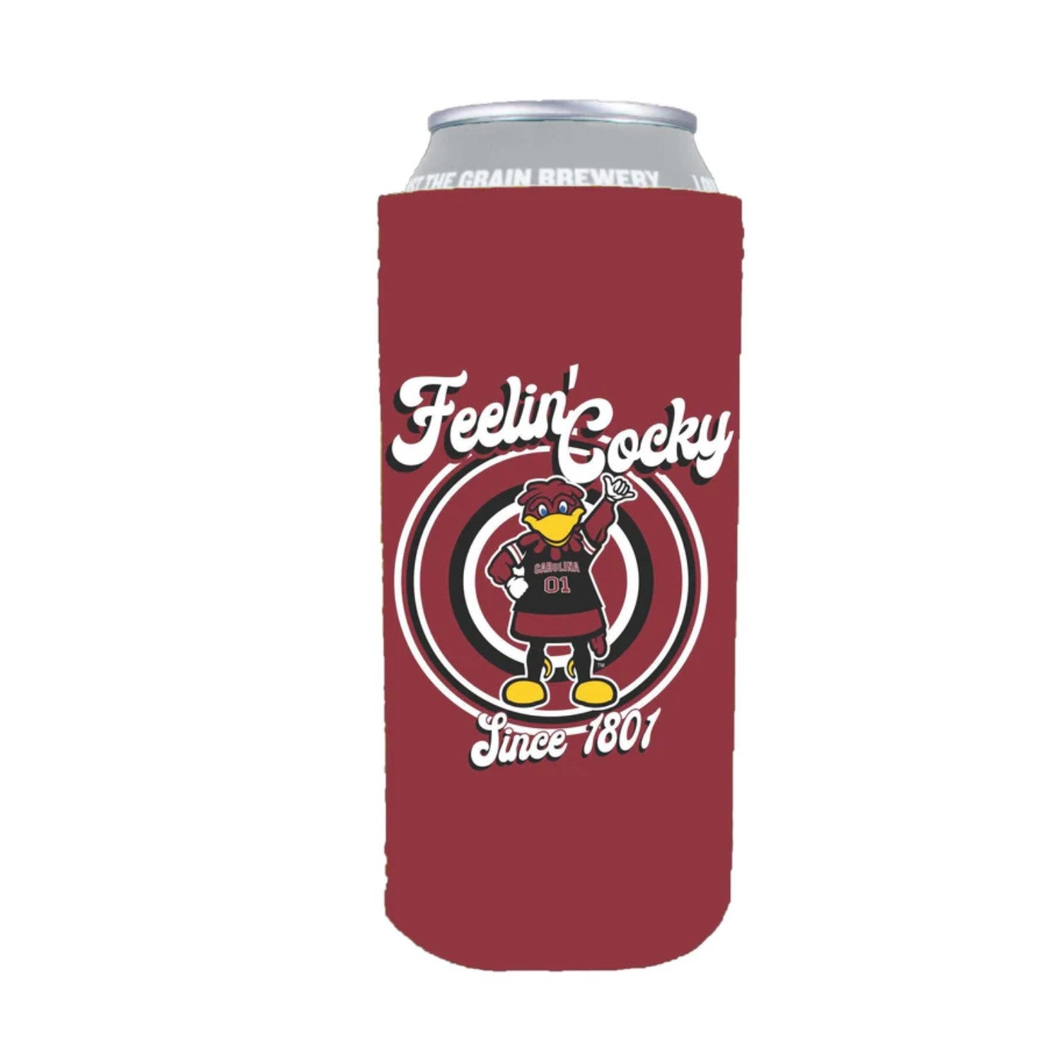 SOUTH CAROLINA GAMECOCKS GARNET FEELING COCKY SLIM CAN KOOZIE