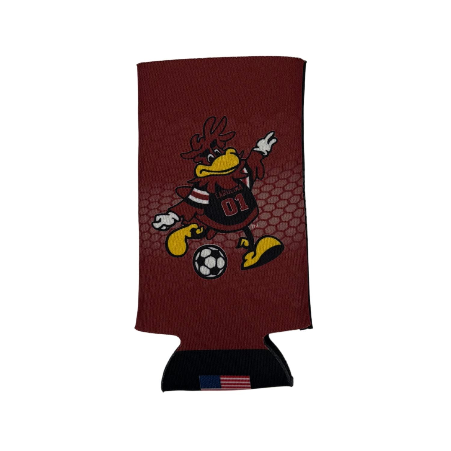 SOUTH CAROLINA GAMECOCKS DOUBLE SIDED COCKY SOCCER SLIM KOOZIE