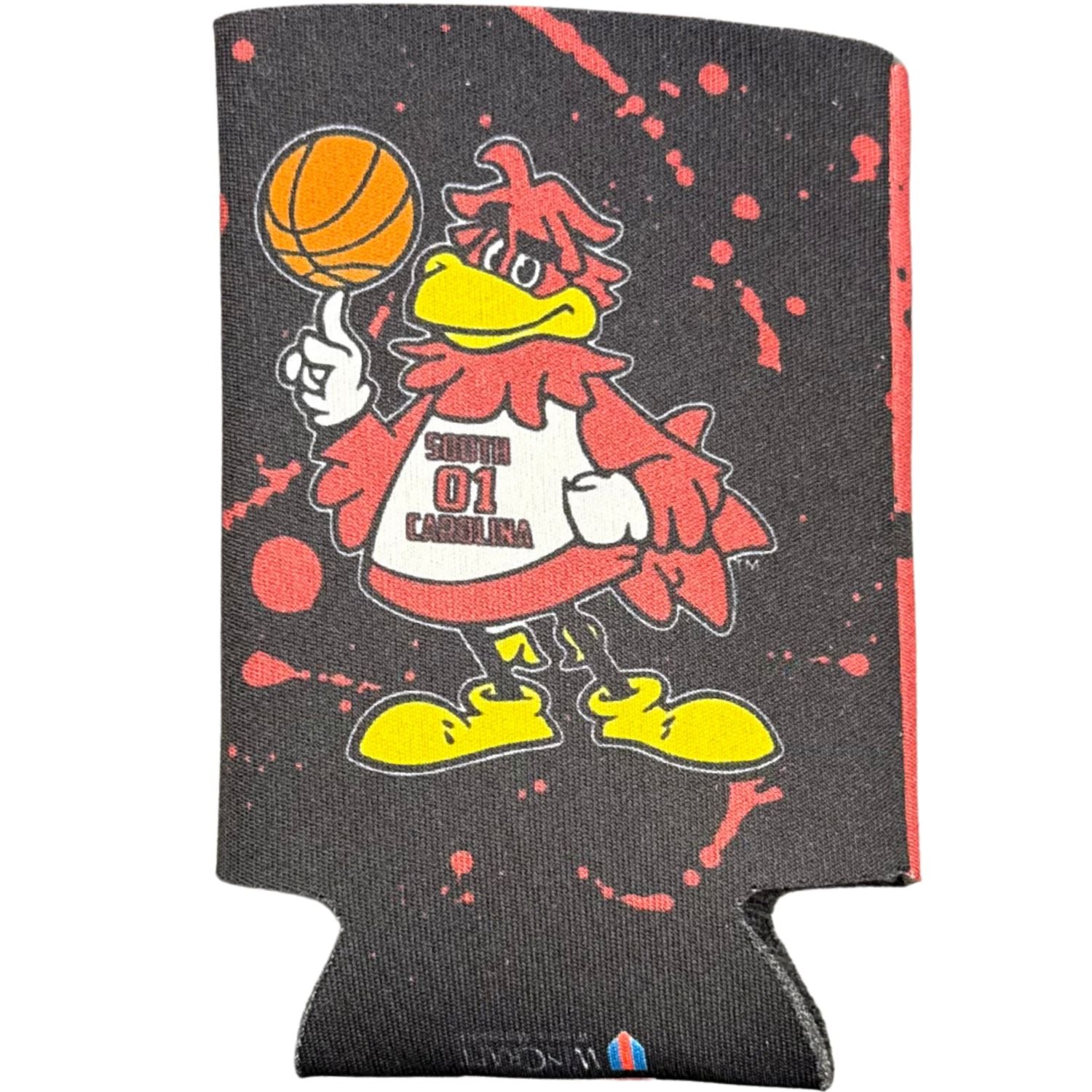 SOUTH CAROLINA GAMECOCKS GARNET/BLACK DOUBLE SIDED COCKY BASKTEBALL KOOZIE
