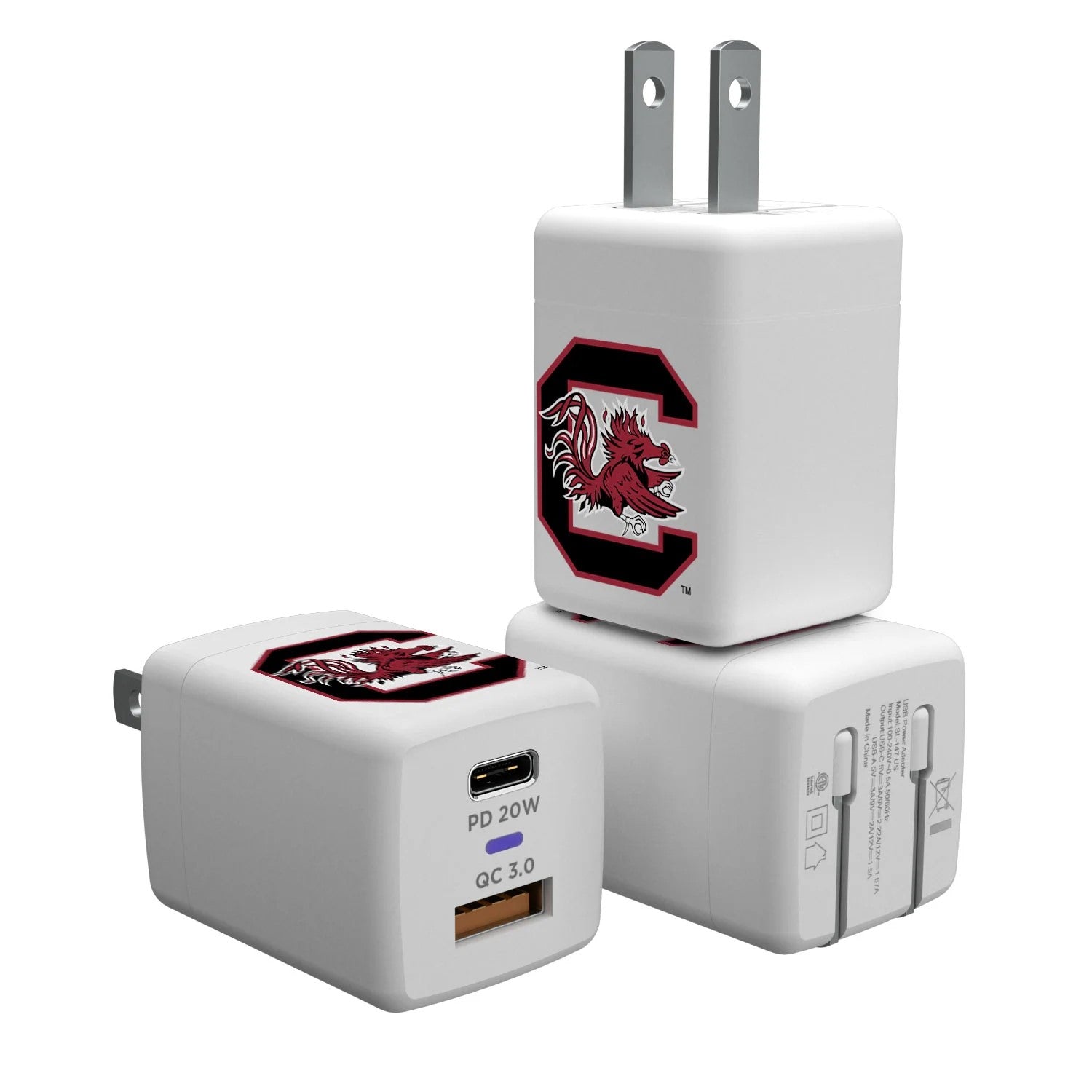 SOUTH CAROLINA GAMECOCKS INSIGNIA USB A/C CHARGER