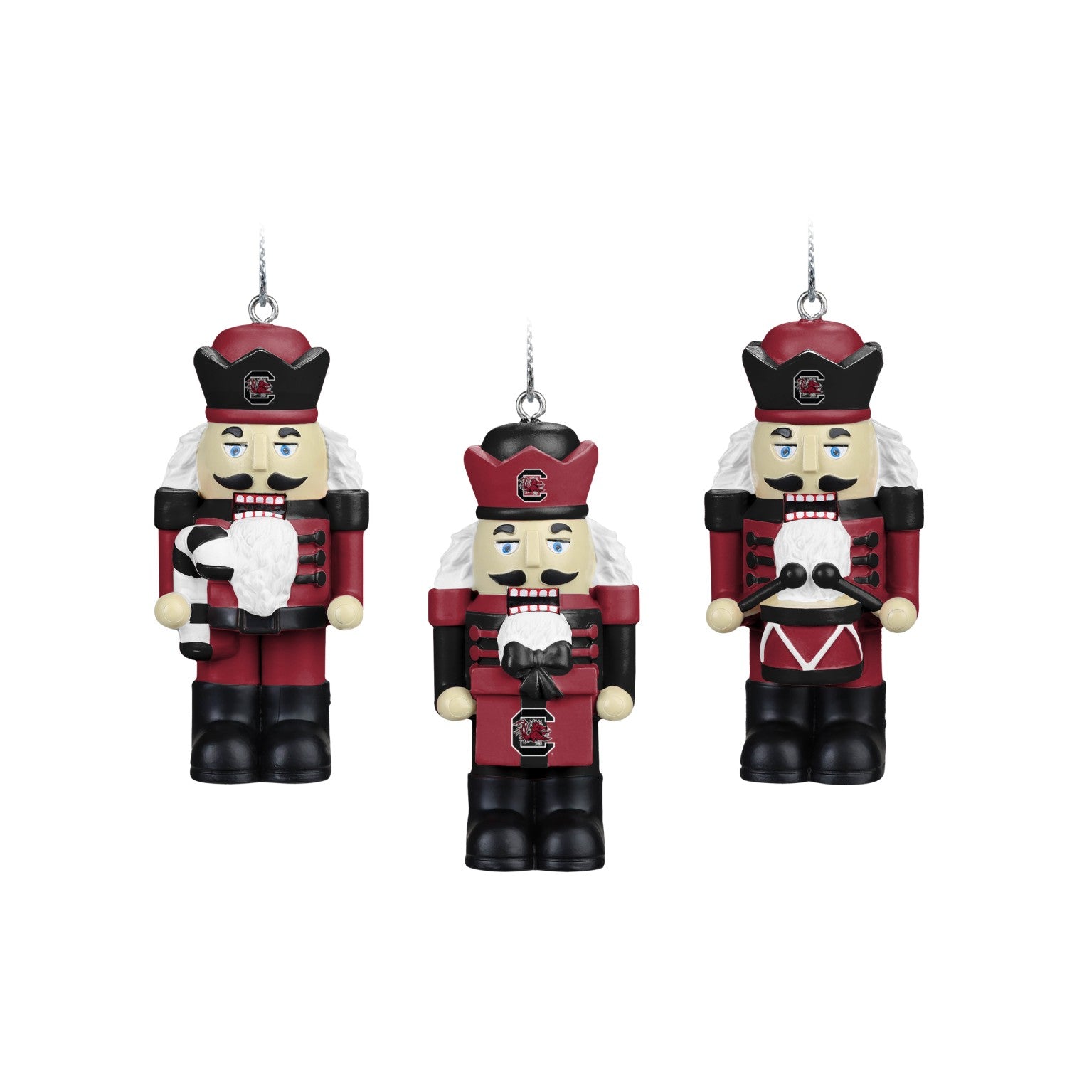 SOUTH CAROLINA GAMECOCKS 3 PACK NUTCRACKER CHRISTMAS ORNAMENT