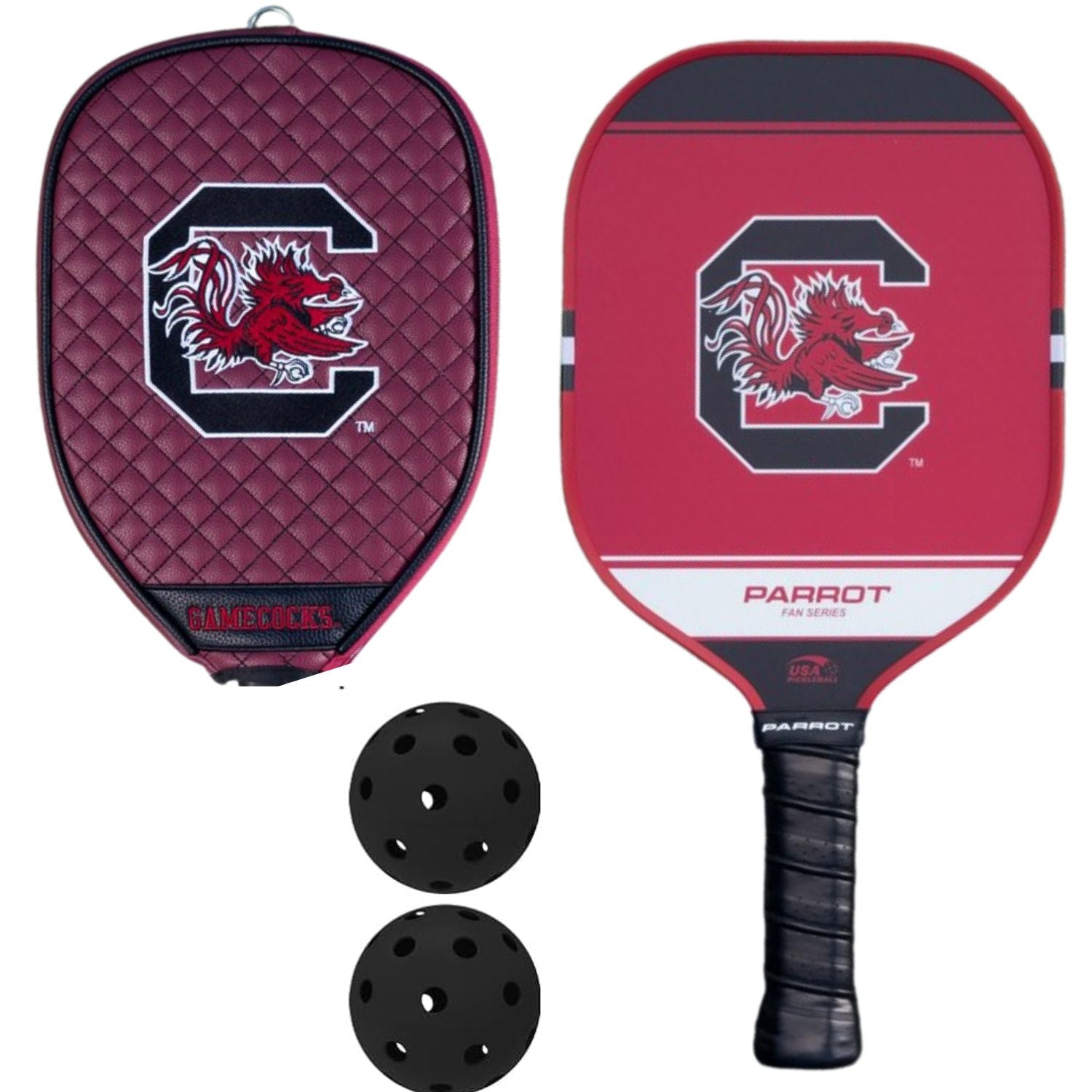 SOUTH CAROLINA GAMECOCKS GARNET/BLACK PADDLE AND COVER SET