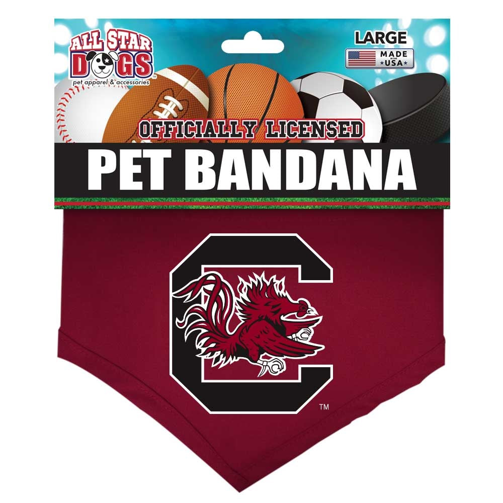 SOUTH CAROLINA GARNET AND BLACK BLOCK C PET BANDANA