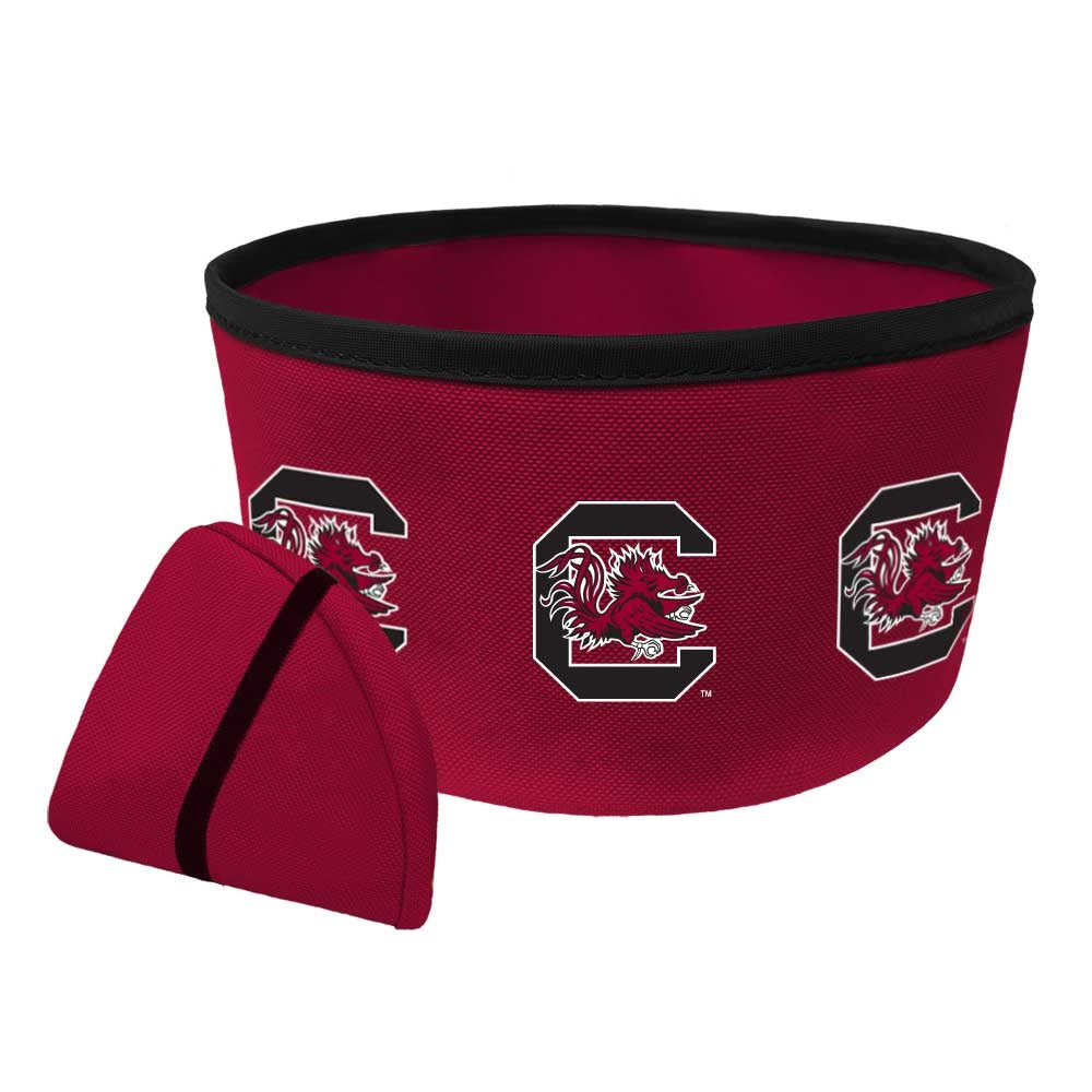 SOUTH CAROLINA BLOCK C DOG TRAVEL BOWL