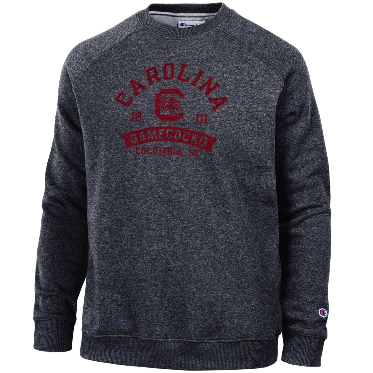 SOUTH CAROLINA GAMECOCKS HEATHER BLACK ARCH CAROLINA 1801 TRIBLEND CREW
