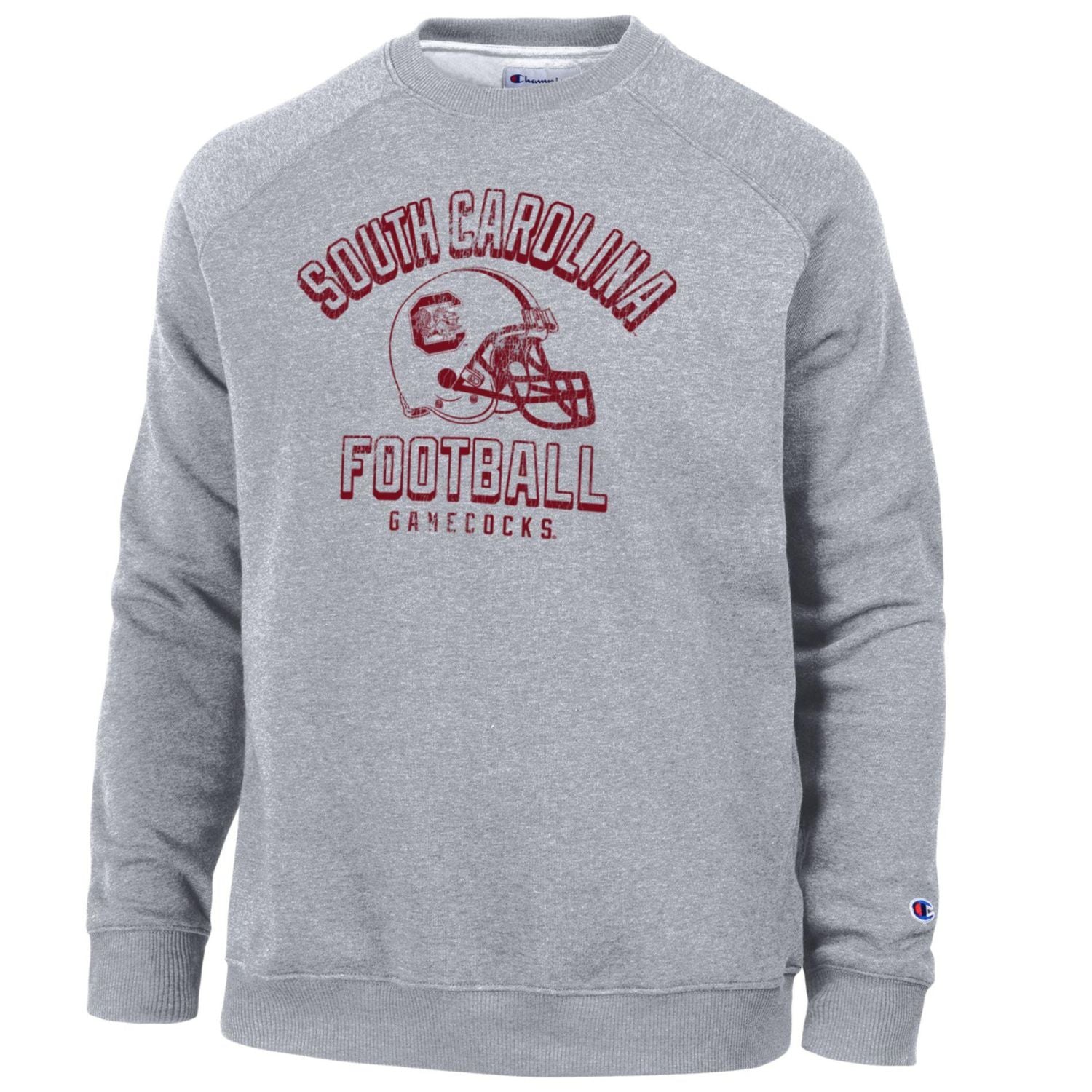 SOUTH CAROLINA GAMECOCKS CHAMPION GRAY FOOTBALL HELMET CREWNECK