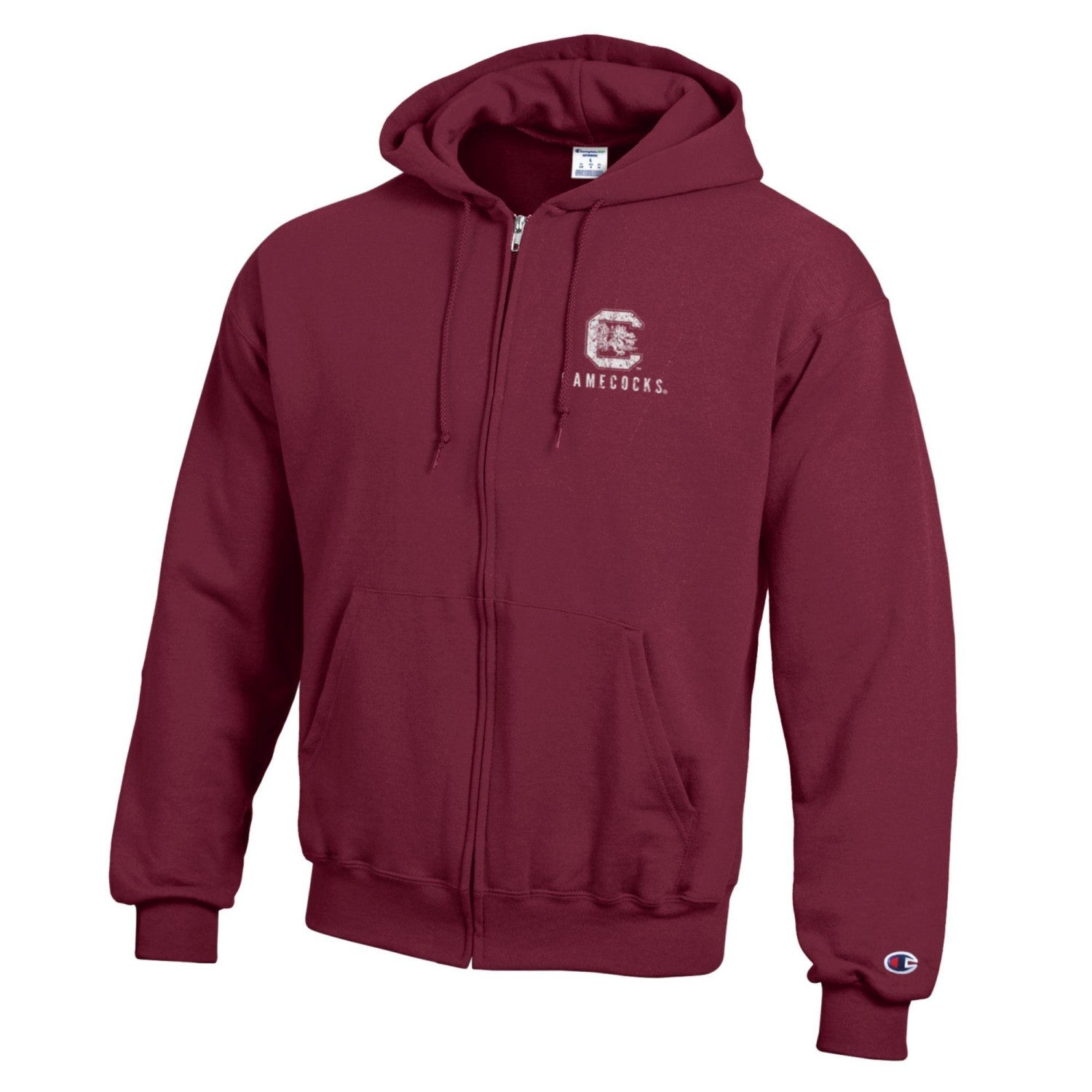 SOUTH CAROLINA GAMECOCKS GARNET BLOCK C FULL ZIP HOODIE