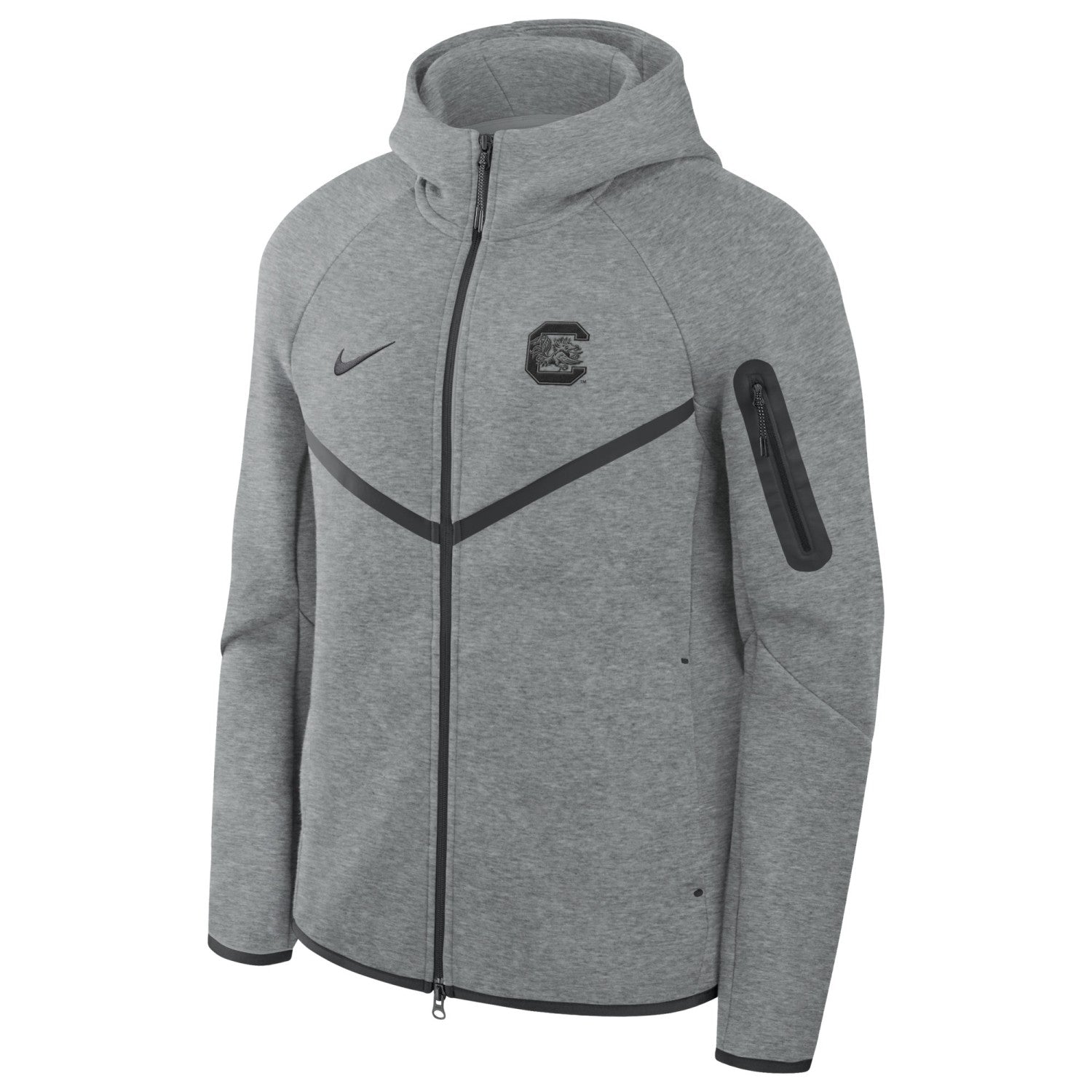 SOUTH CAROLINA GAMECOCKS GRAY BLOCK C NIKE TECH FULL ZIP HOOD