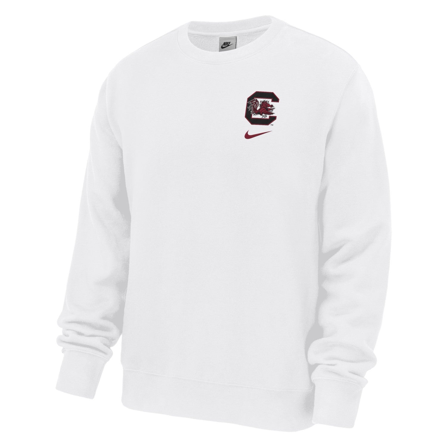 SOUTH CAROLINA GAMECOCKS WHITE BLOCK C NIKE CLUB FLEECE CREW