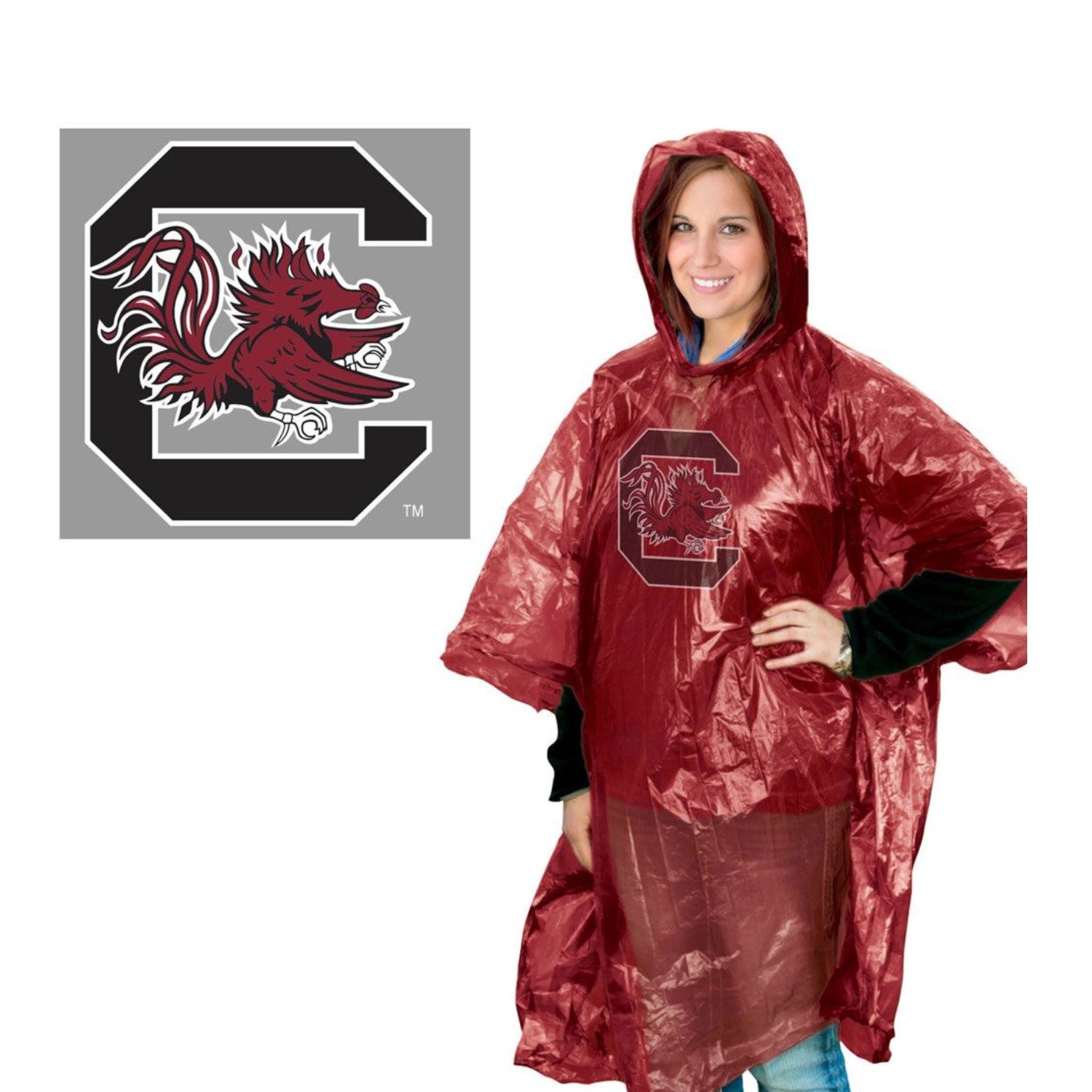SOUTH CAROLINA GAMECOCKS GARNET RAIN PONCHO