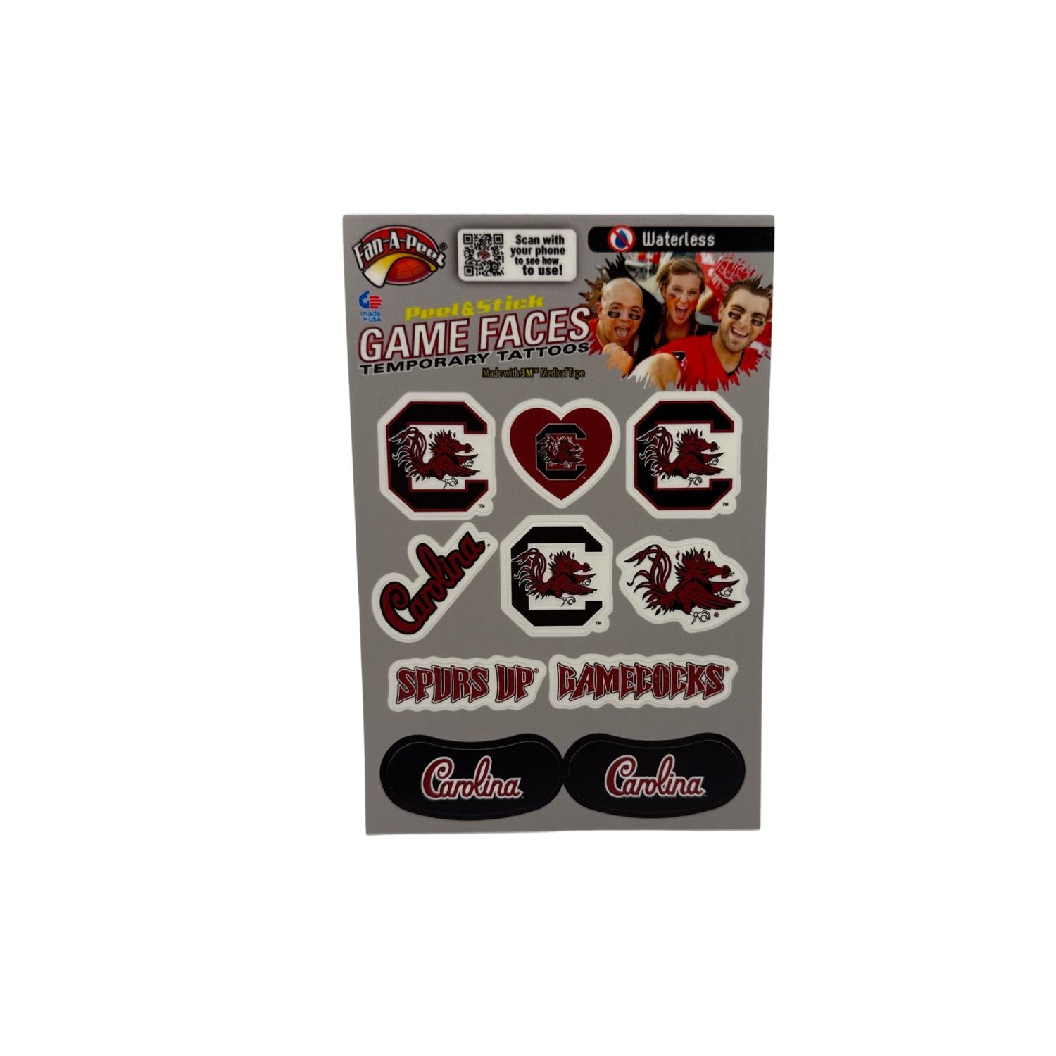 SOUTH CAROLINA GAMECOCKS 1O PACK MULTI FACE TATTOOS
