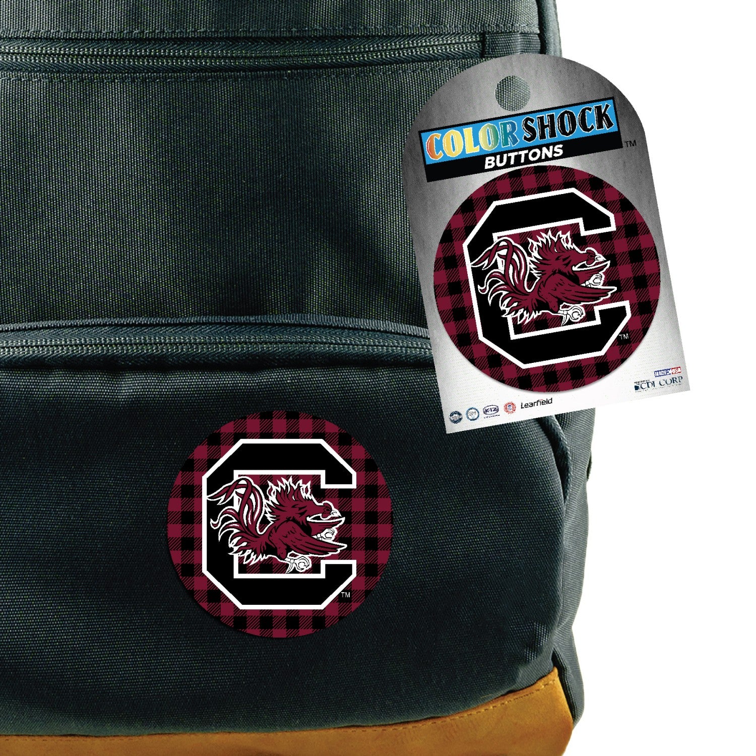 SOUTH CAROLINA GAMECOCKS 3" PLAID BLOCK C BUTTON