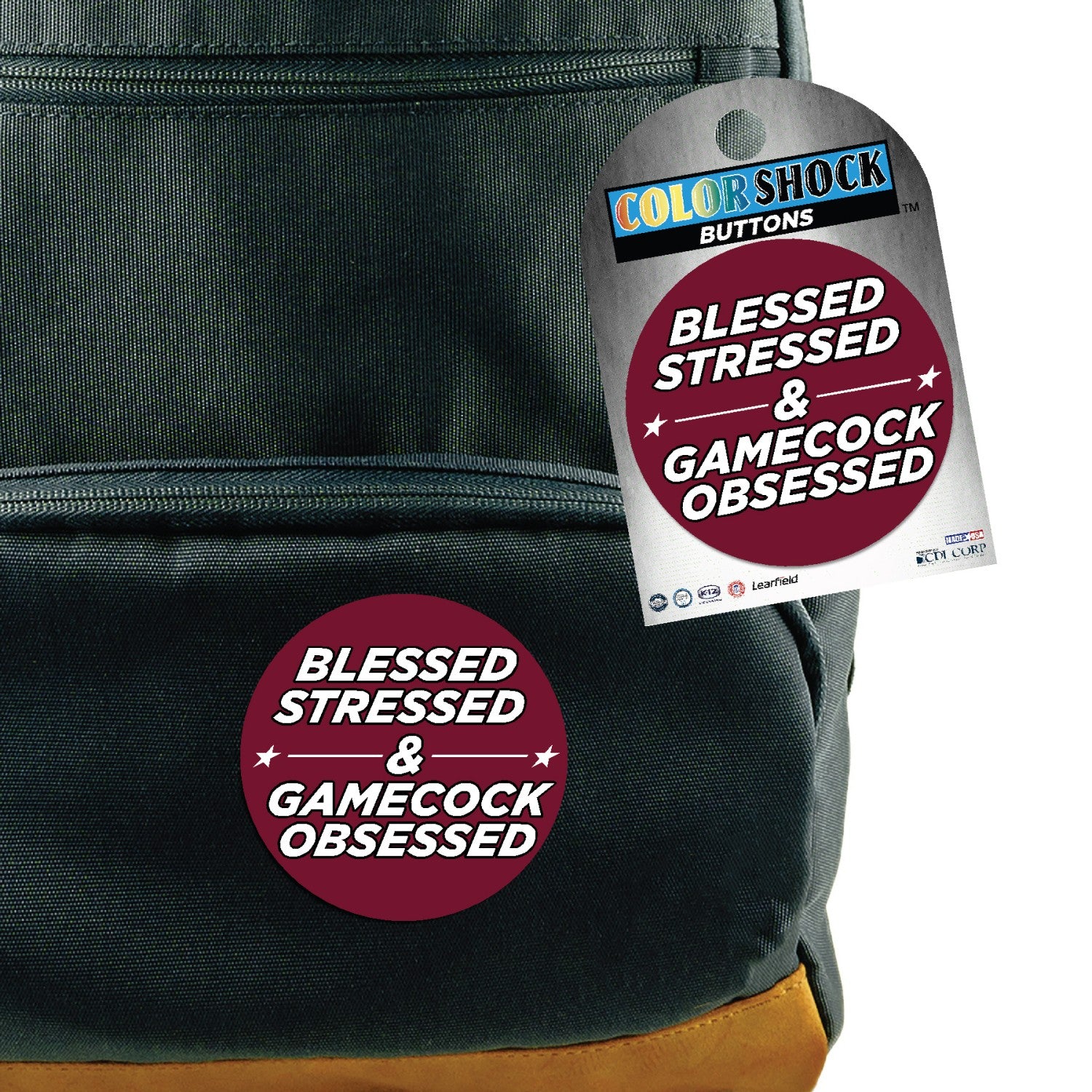 SOUTH CAROLINA GAMECOCKS 3" BLESSED, STRESSED, GAMECOCK OBSESSED BUTTON
