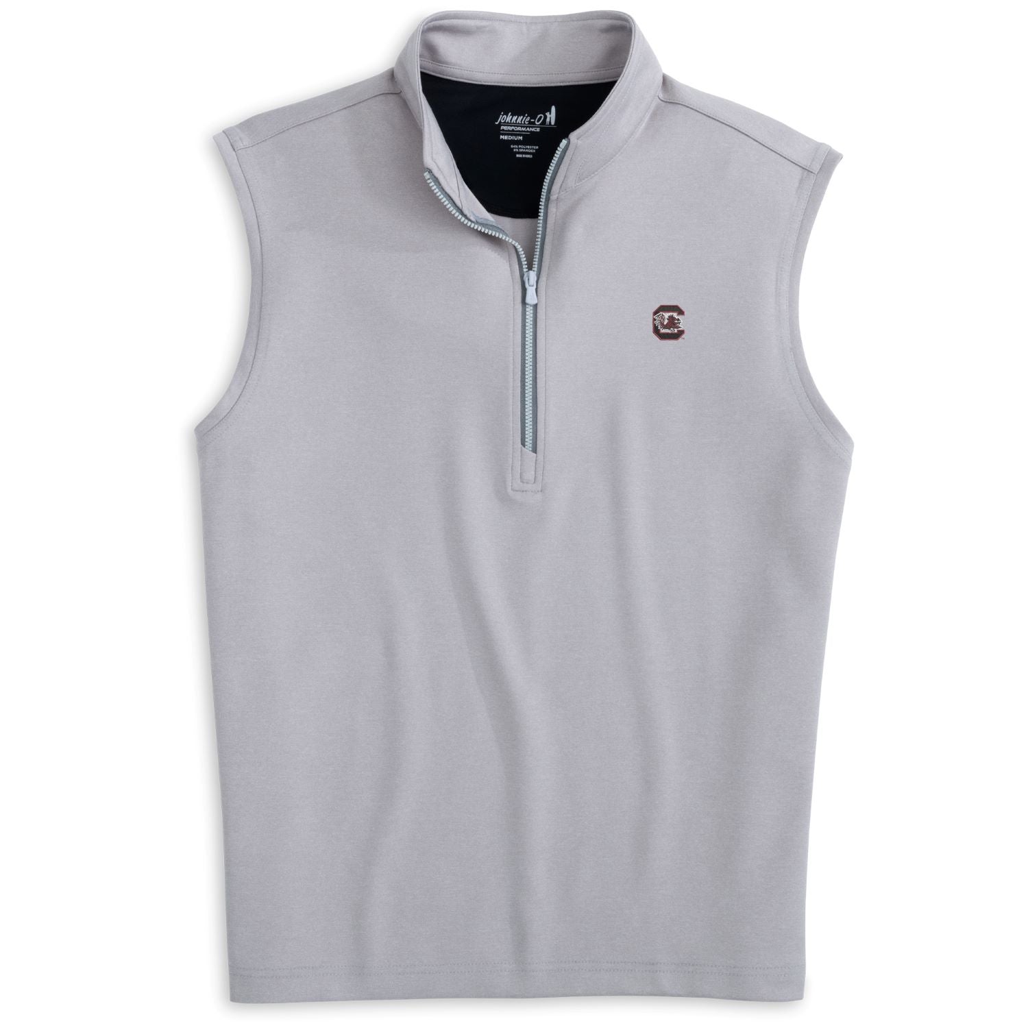 SOUTH CAROLINA GAMECOCKS GRAY 1/4 ZIP BLOCK C VEST BY JOHNNIE-O