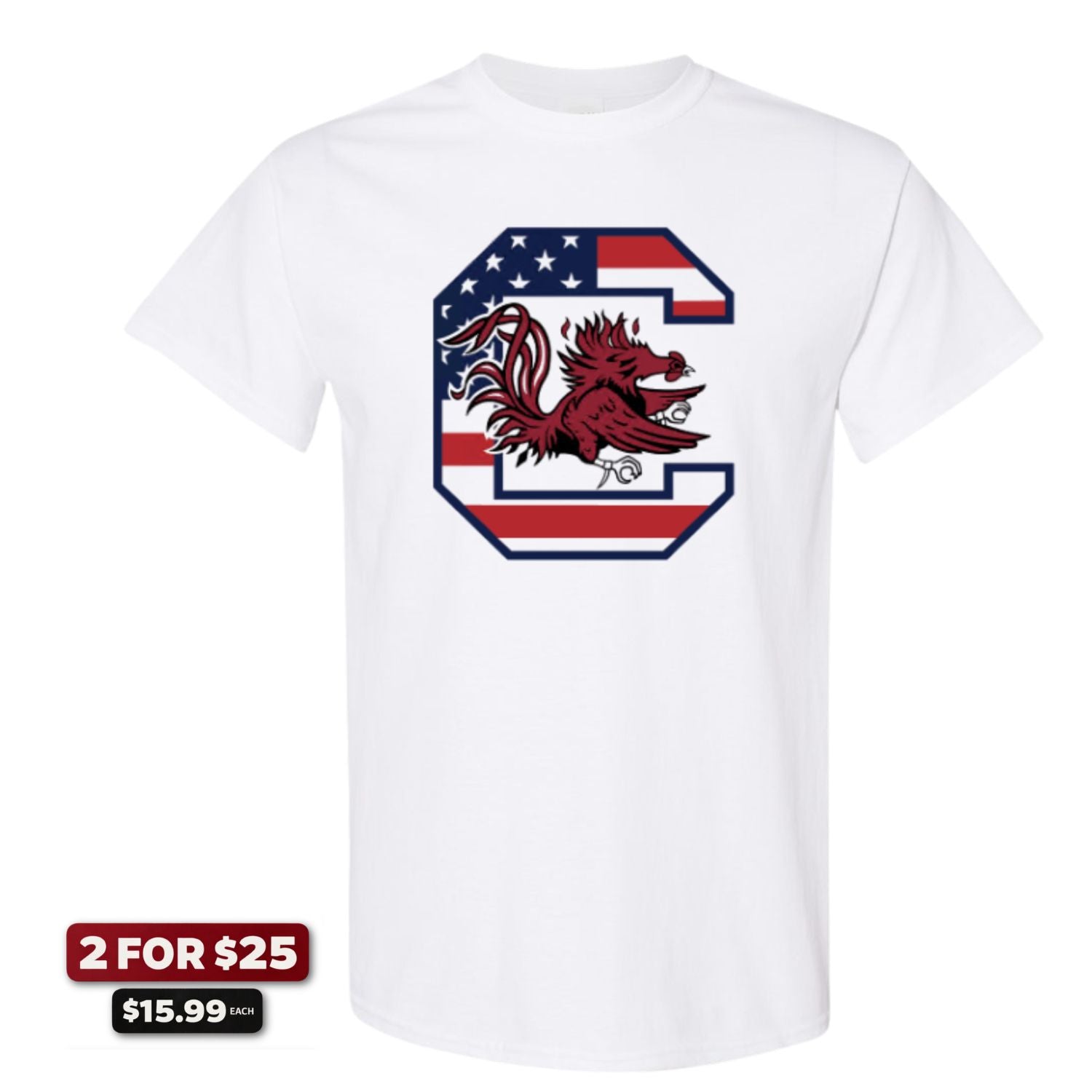SOUTH CAROLINA GAMECOCKS WHITE USA BLOCK C TEE