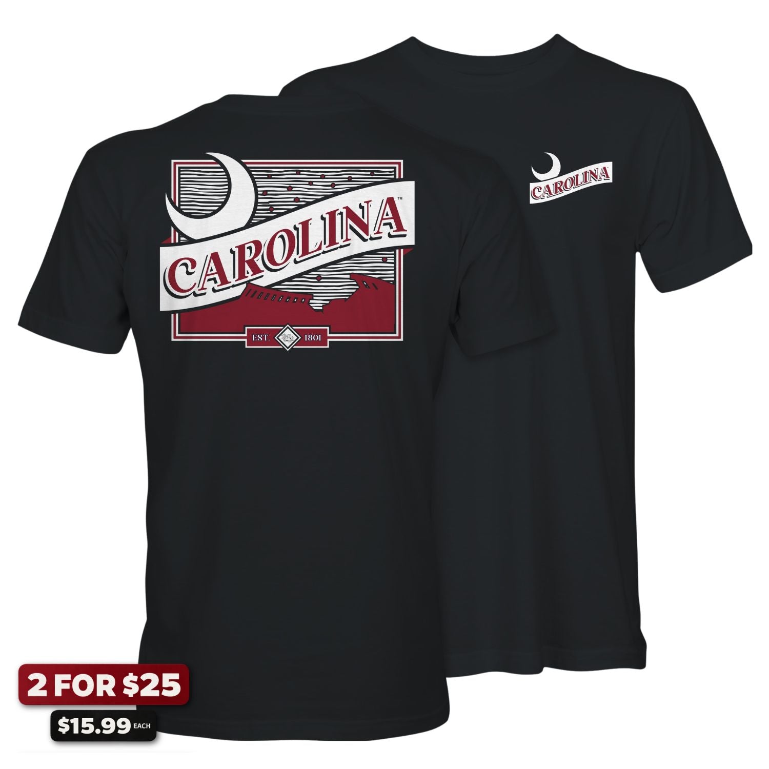 SOUTH CAROLINA GAMECOCKS BLACK CAROLINA MOON TEE