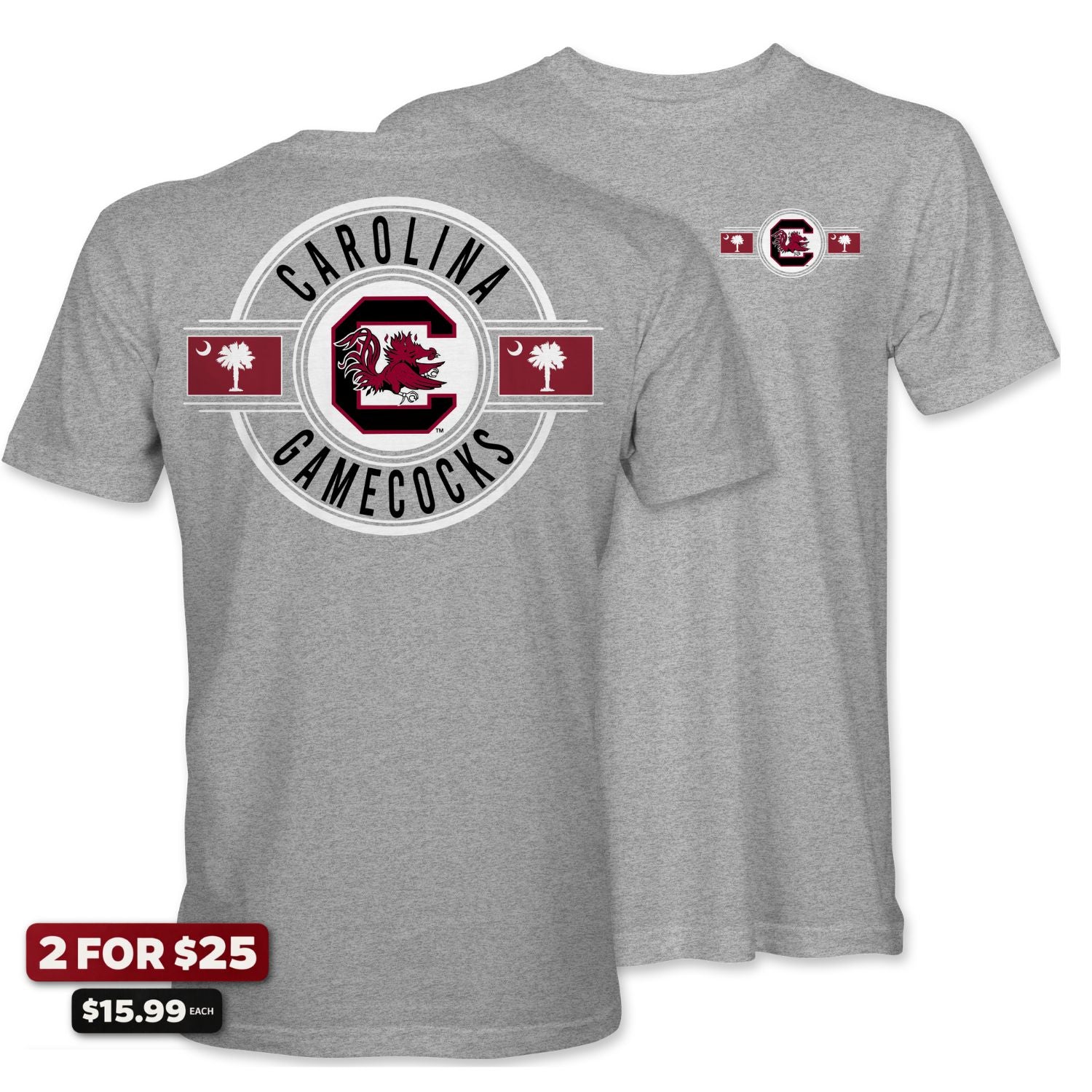 SOUTH CAROLINA GAMECOCKS GRAY CIRCLE PALM TEE